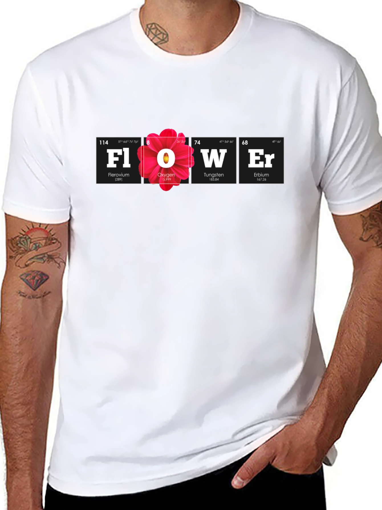 Black Periodic Table Flower Graphic Tee view 8