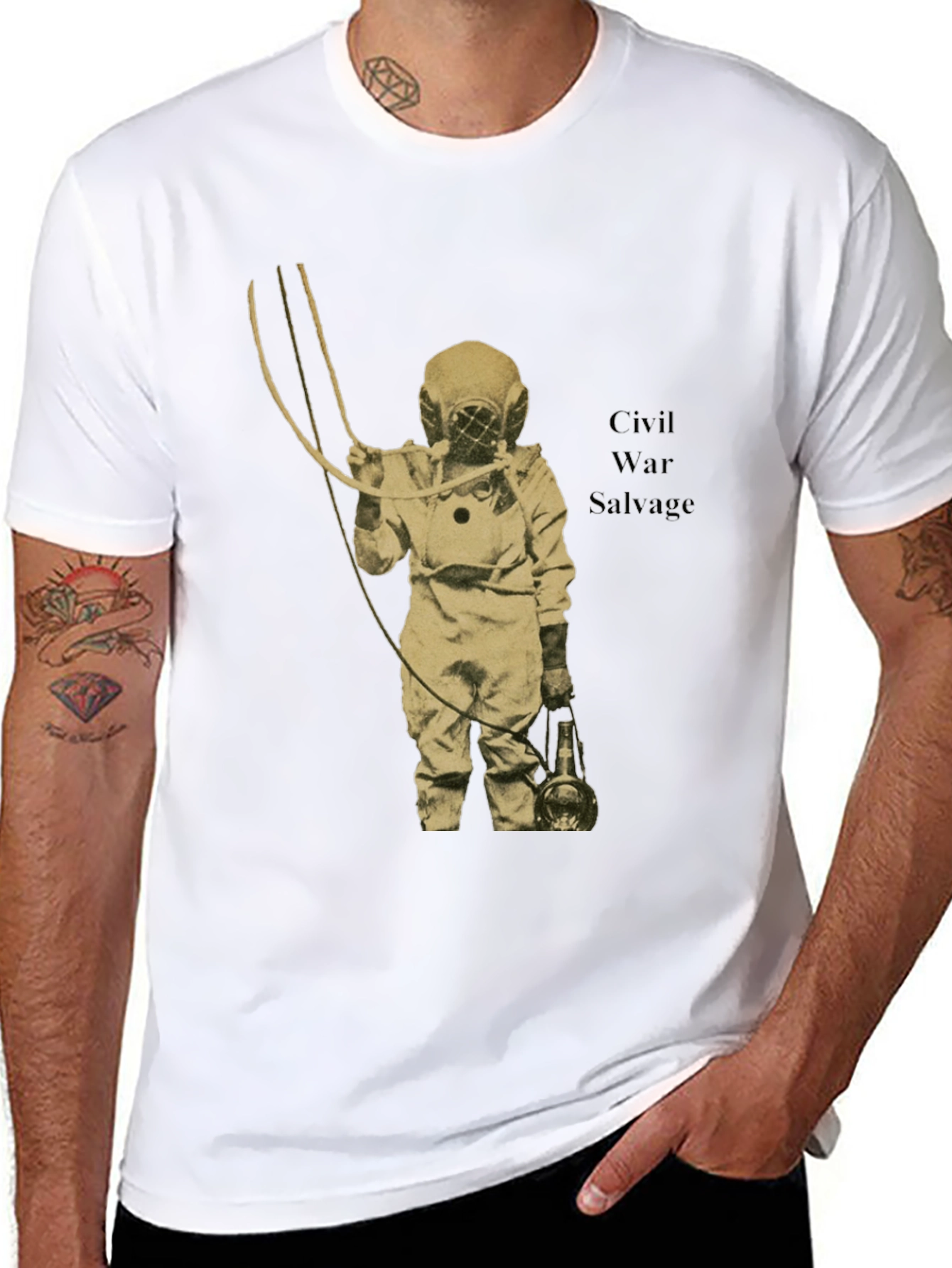 Black Civil War Salvage Diver Graphic Tee view 8