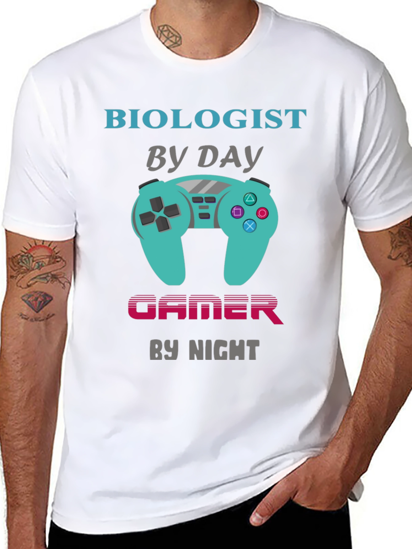 Black Biologist by Day Gamer by Night T-Shirt view 8