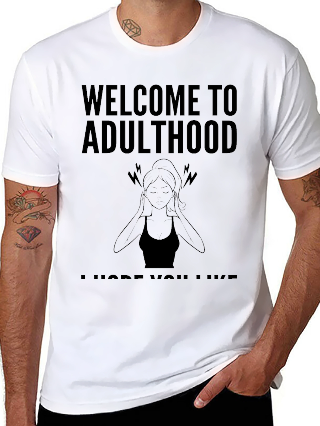 Black Welcome To Adulthood T-Shirt view 8