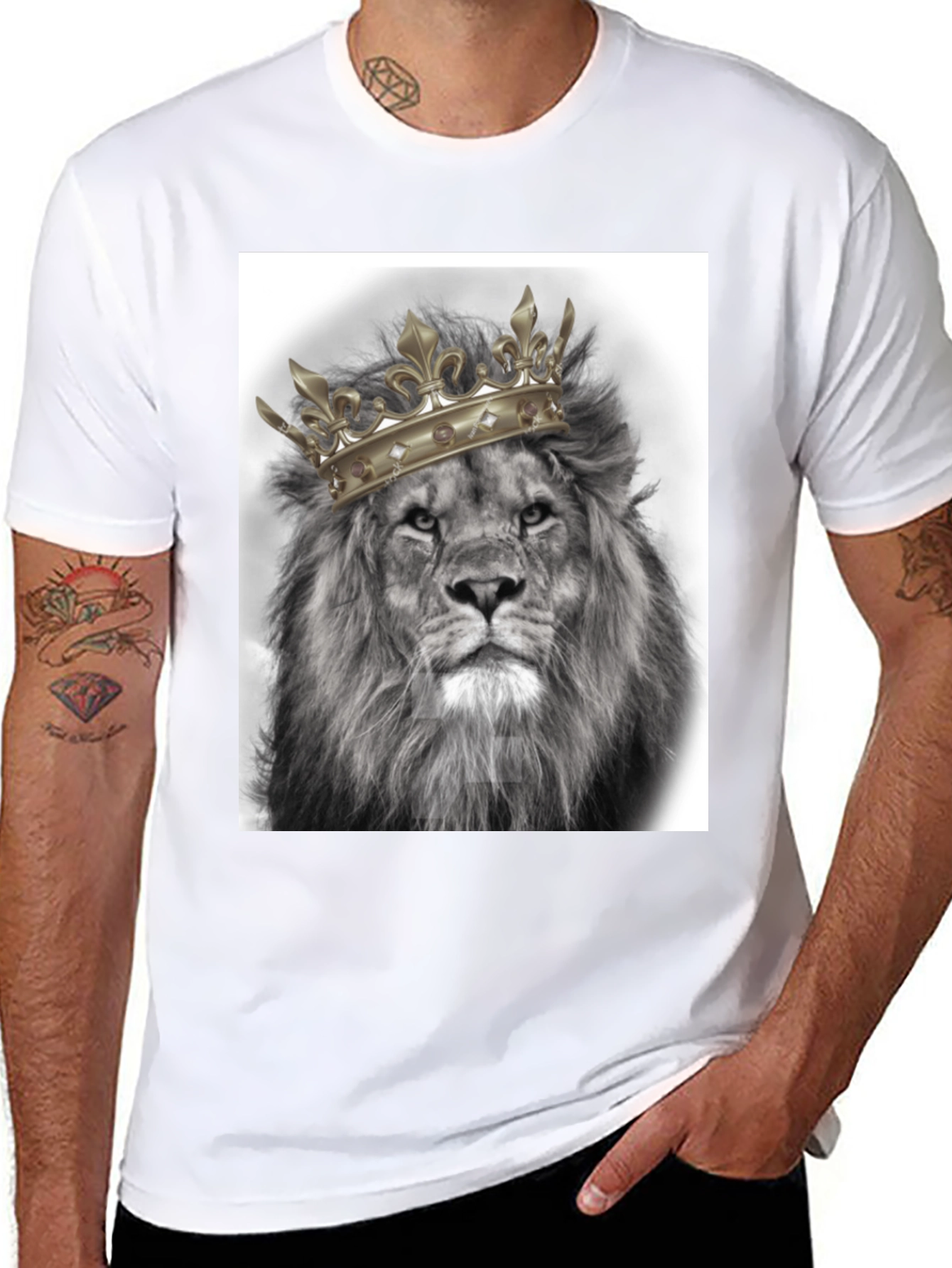 Black Lion King Graphic Tee - Black Cotton T-Shirt view 8
