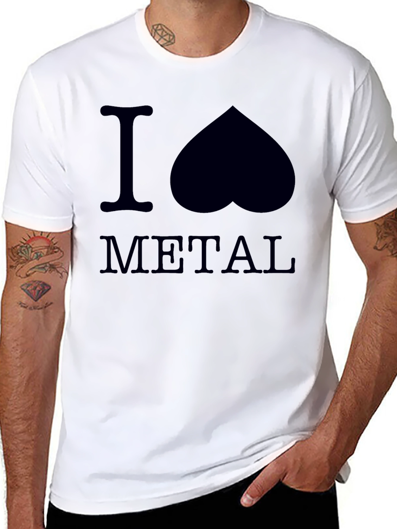 Black I Heart Metal Graphic Tee - Black view 8
