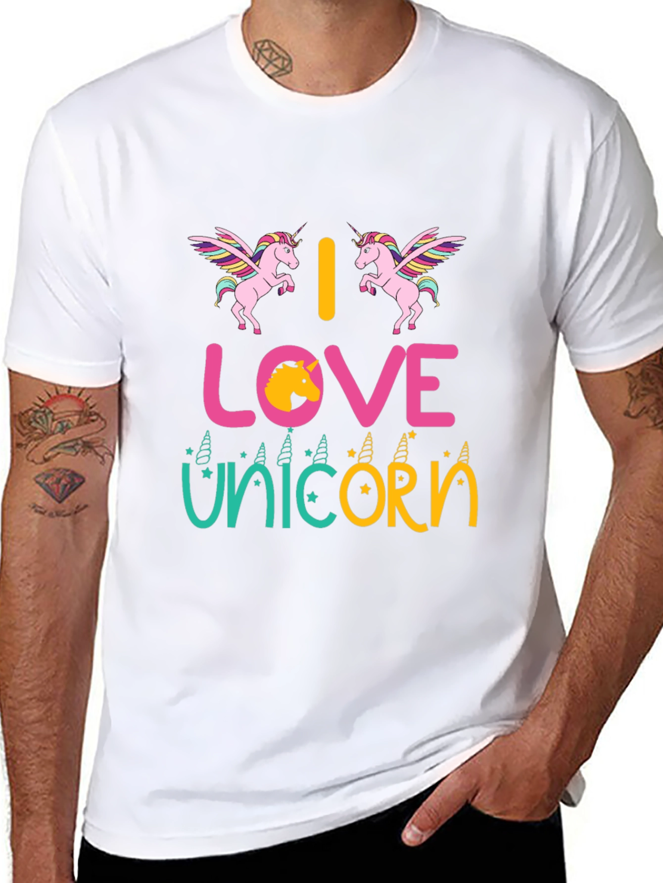 Black I Love Unicorns Graphic T-Shirt view 8