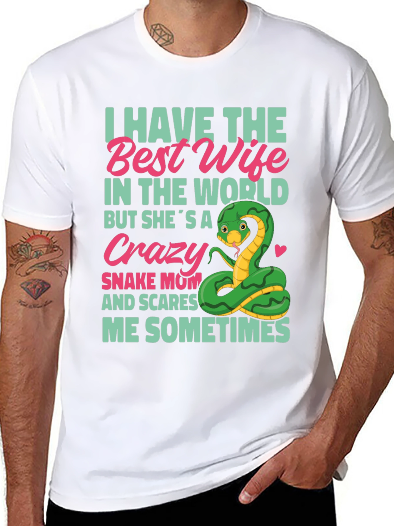 Black Crazy Snake Mom T-Shirt - Best Wife Ever! view 8