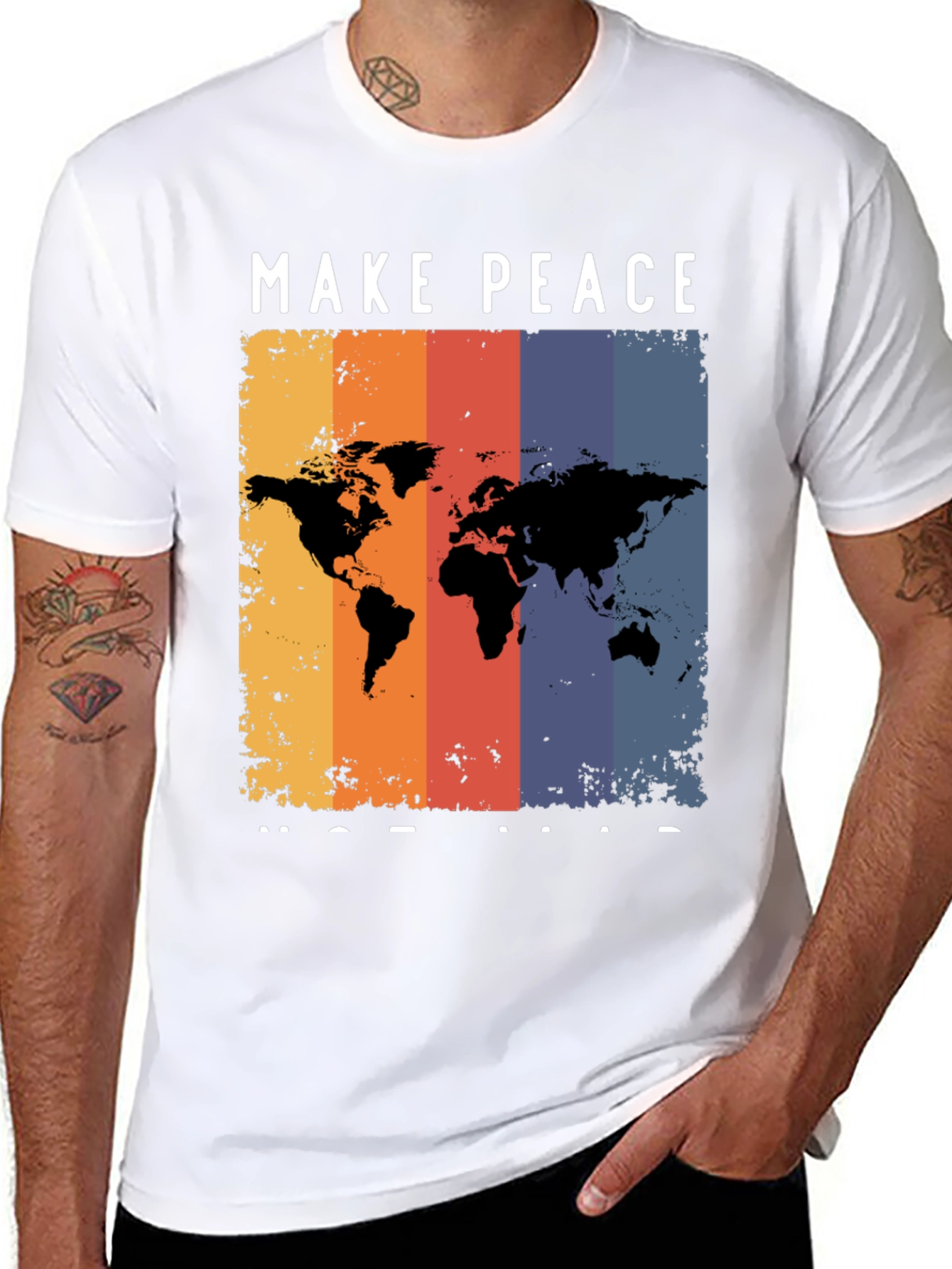 Black Make Peace Not War Graphic T-Shirt view 8