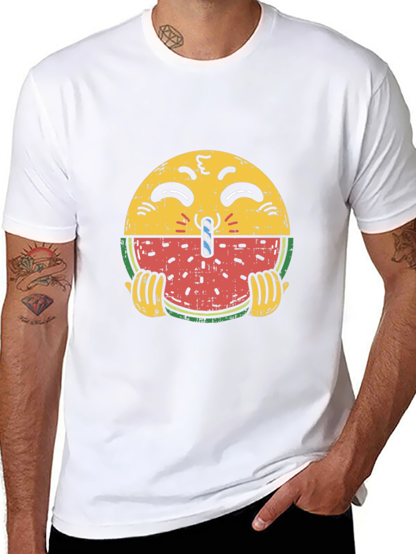 Black Emoji Watermelon T-Shirt - Quirky Summer Style view 8