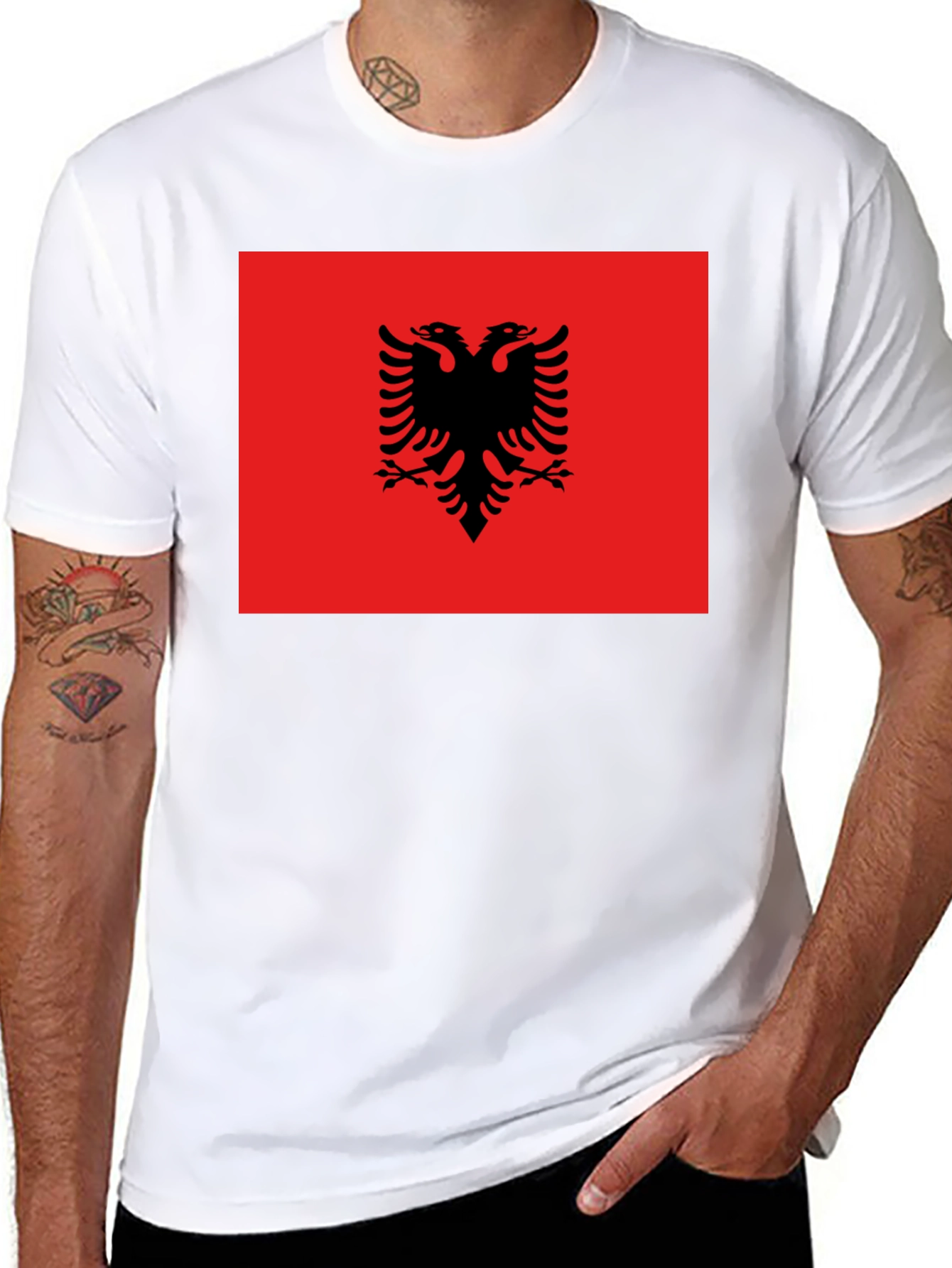 Albania Flag T-Shirt - Double Headed Eagle Design - 8