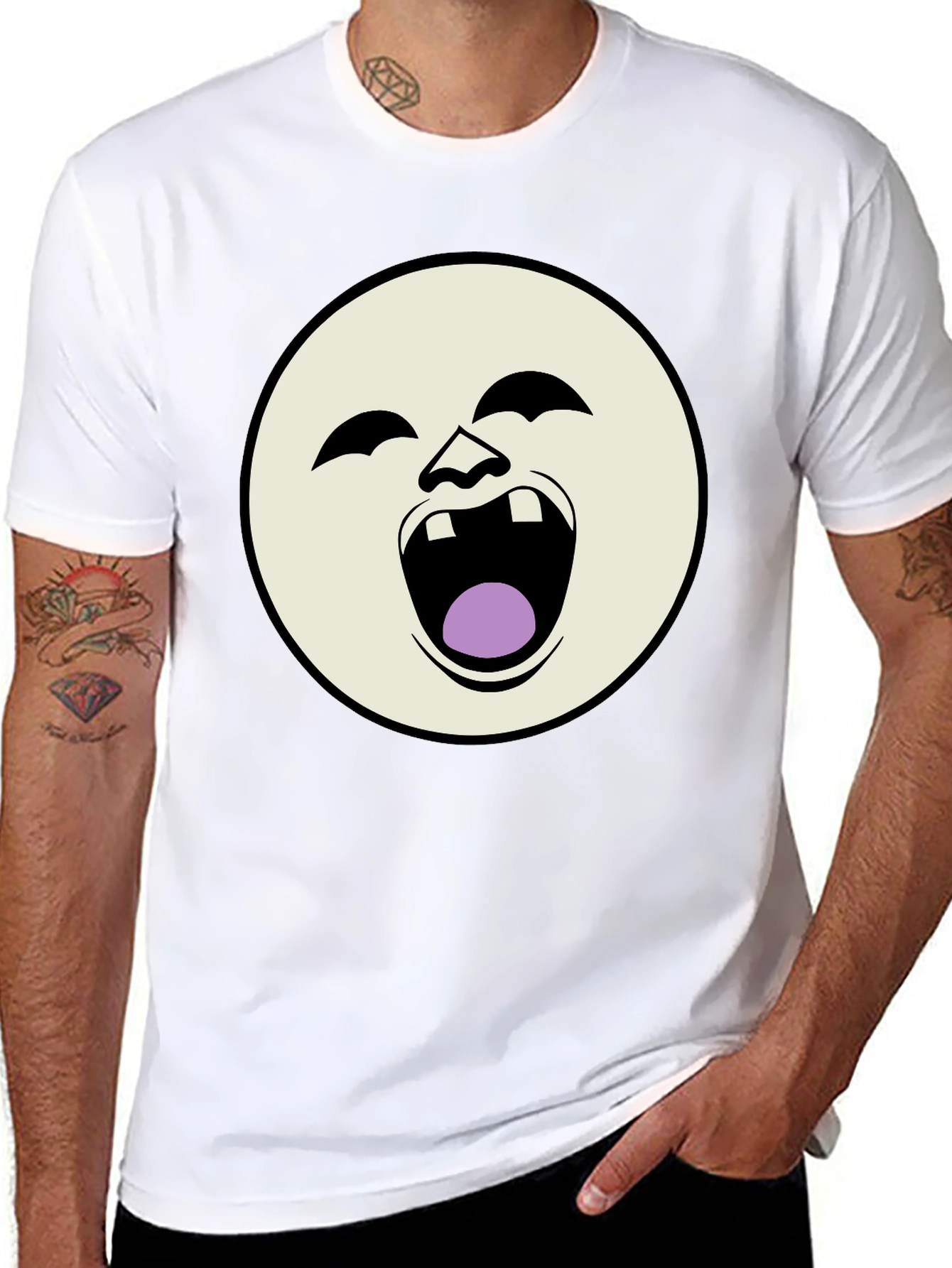 Black Laughing Face Graphic Black T-Shirt view 8