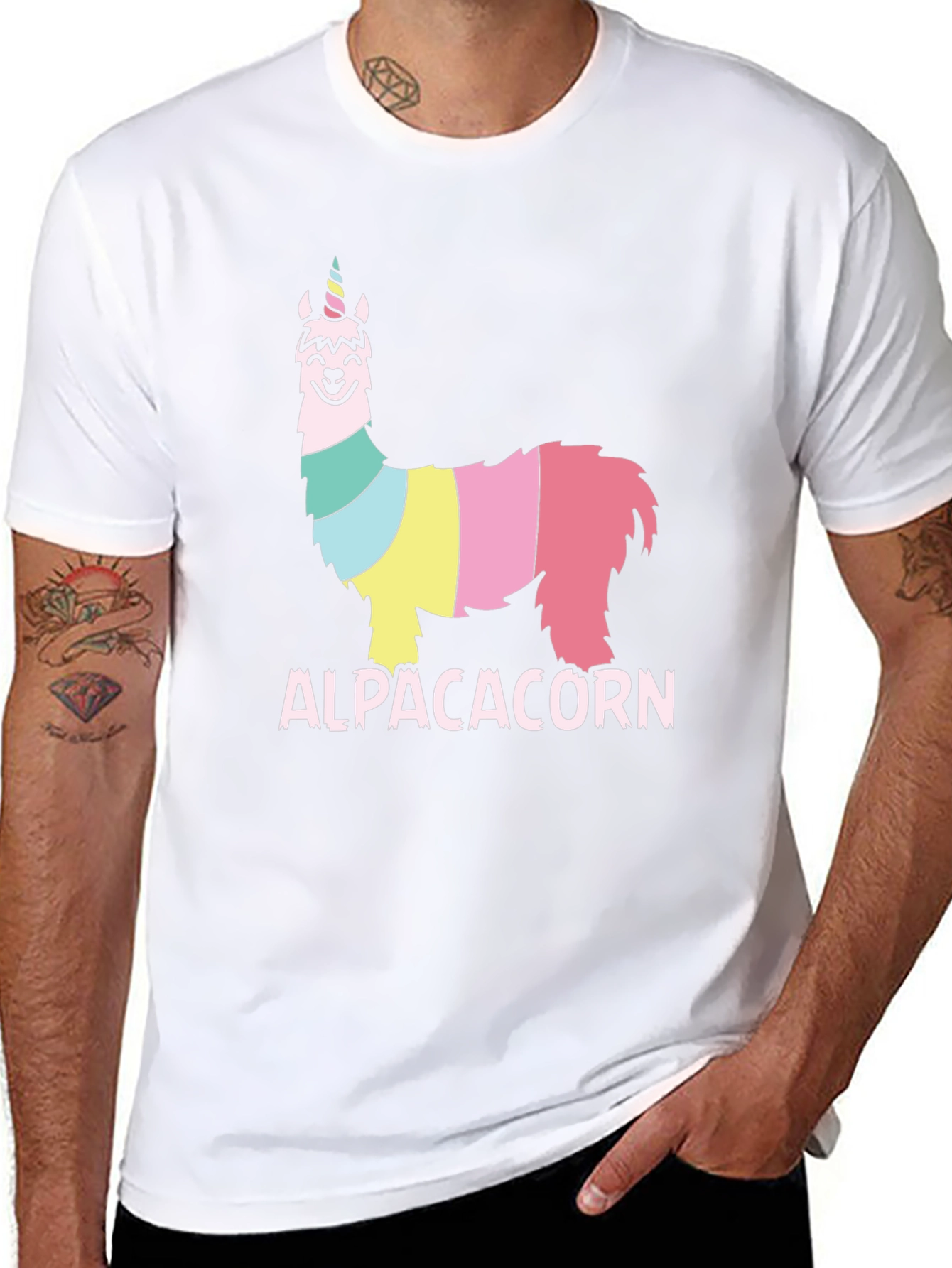 Black Alpacacorn T-Shirt - Fun, Colorful Alpaca Unicorn Design view 8