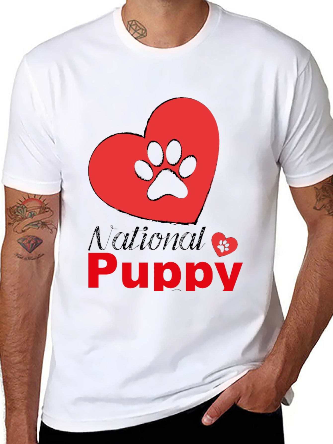 Black National Puppy Day T-Shirt, Dog Lover Tee view 8