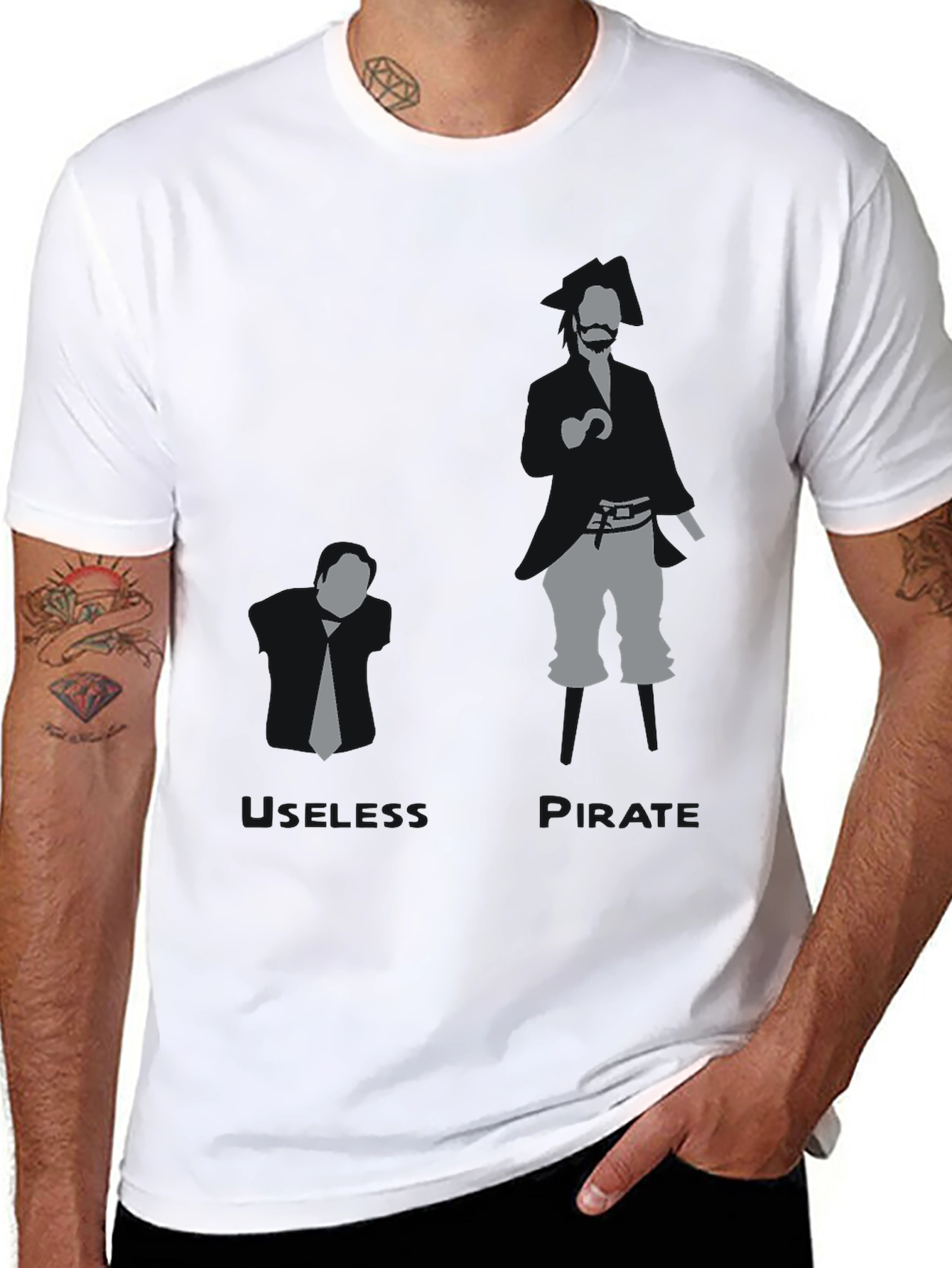 Black Business vs. Pirate Graphic T-Shirt view 8