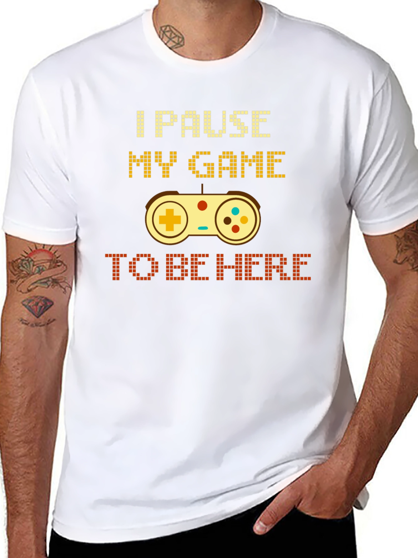 Black I Pause My Game To Be Here Gamer T-Shirt view 8