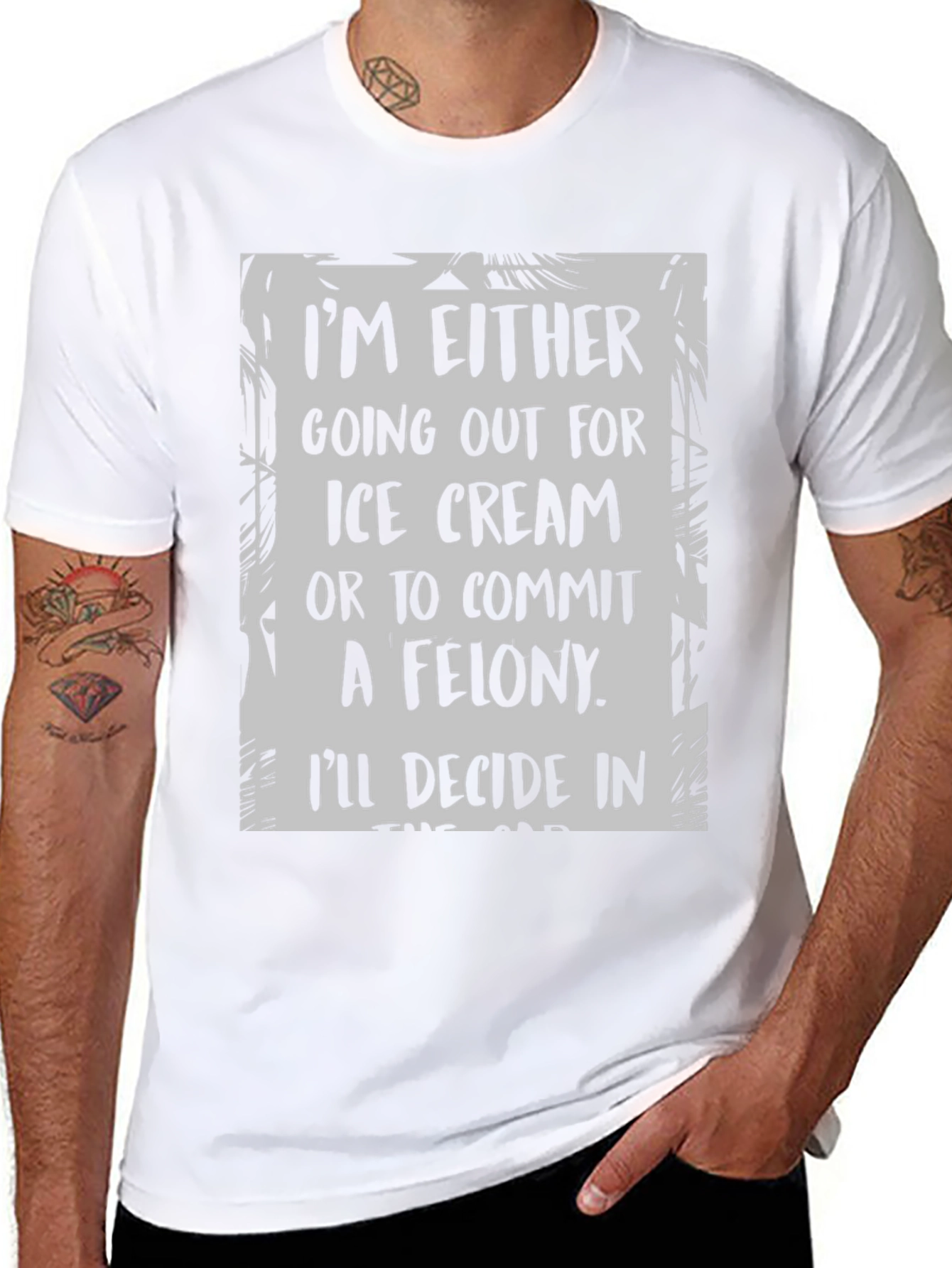 Black Funny "Ice Cream or Felony" Graphic T-Shirt view 8