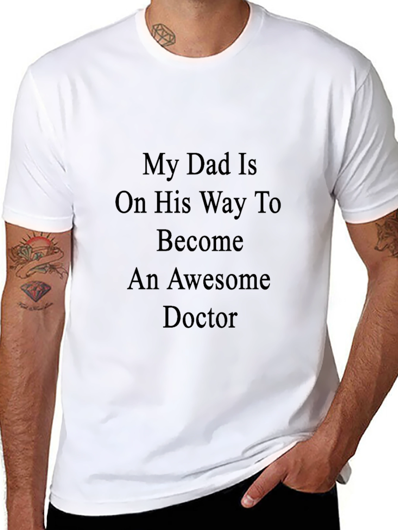 Black My Dad is Awesome Doctor Black T-Shirt view 8