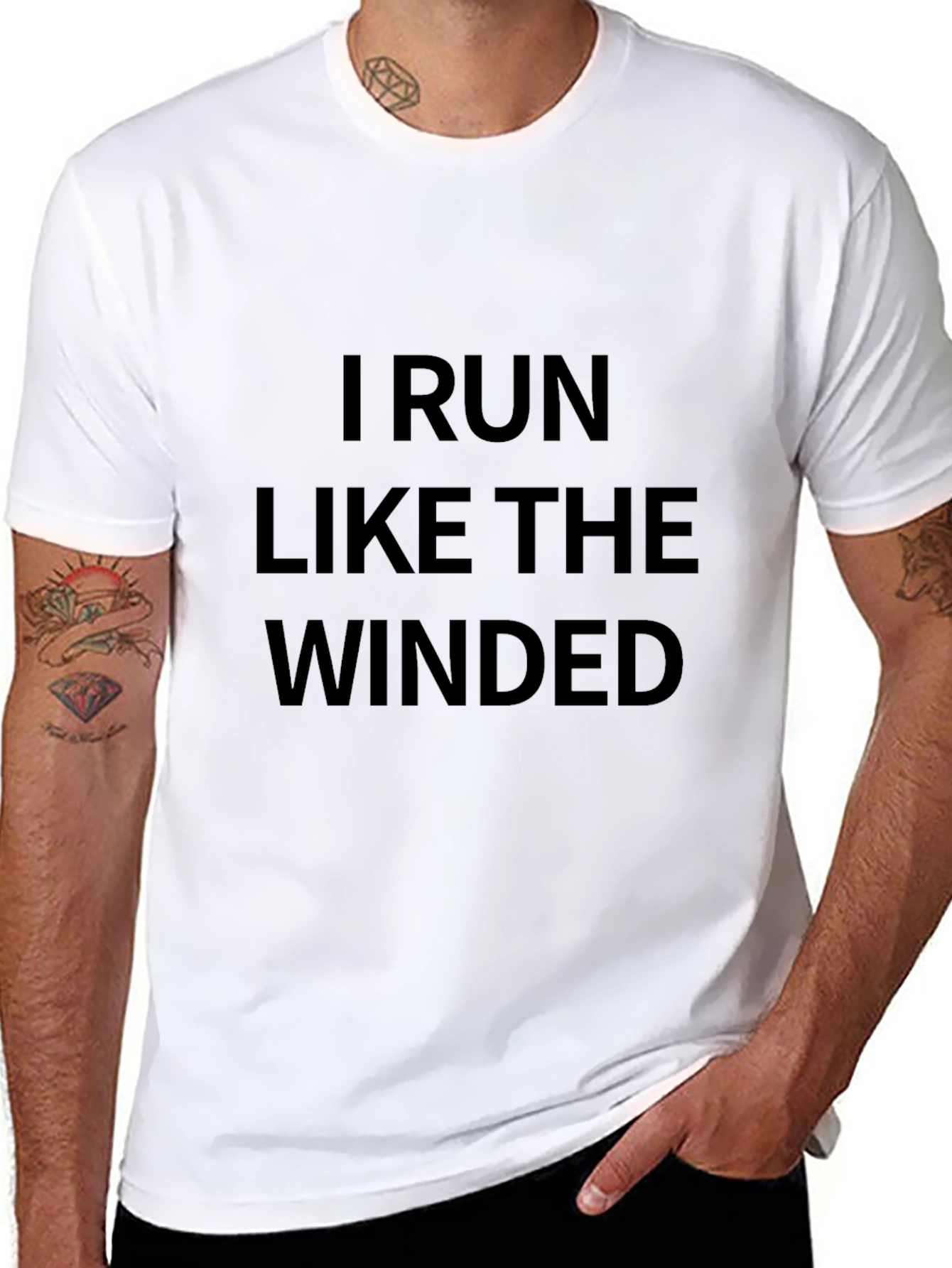 Black Men's 'I Run Like The Winded' Graphic T-Shirt view 8