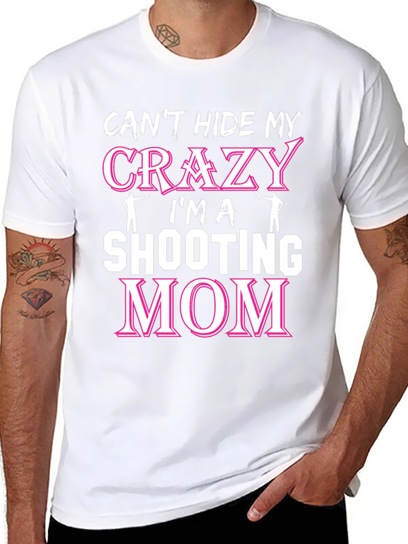 Black Crazy Shooting Mom T-Shirt view 8