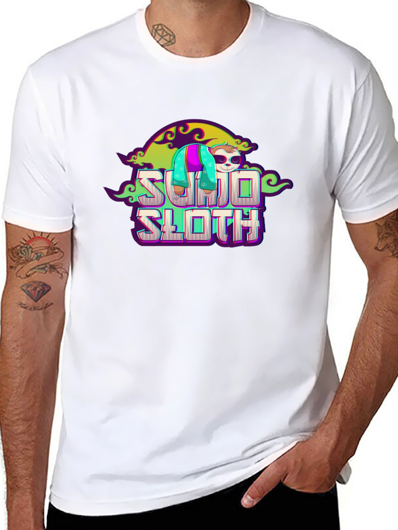 Black Sumo Sloth Graphic Tee - Unique Design view 8