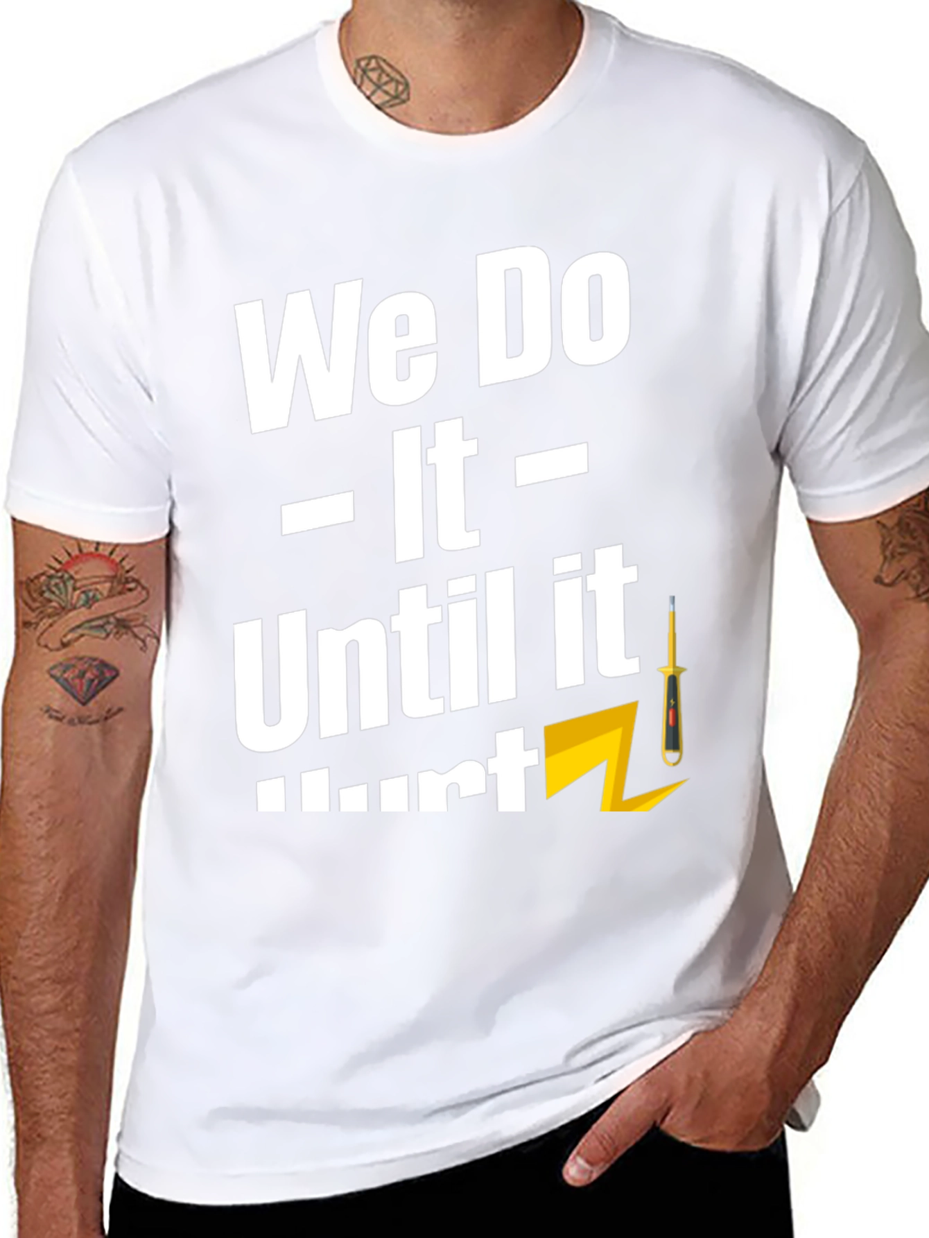 Black We Do It Until It Hurts T-Shirt view 8