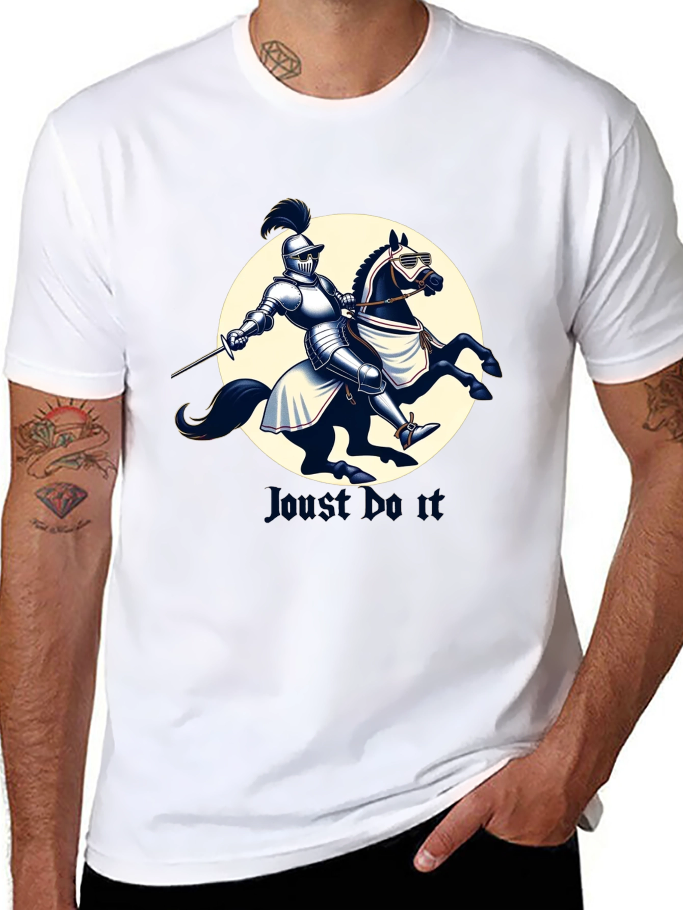 Black Joust Do It - Knight & Horse Graphic Tee view 8
