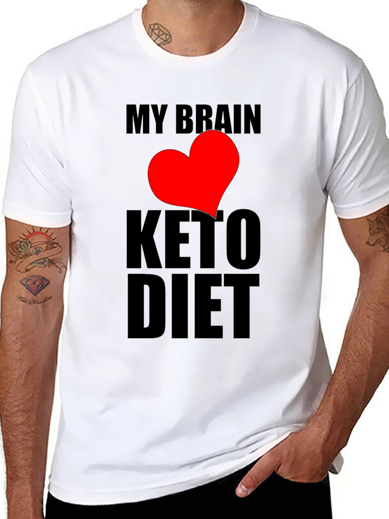 Black My Brain Loves Keto Diet Black T-Shirt view 8