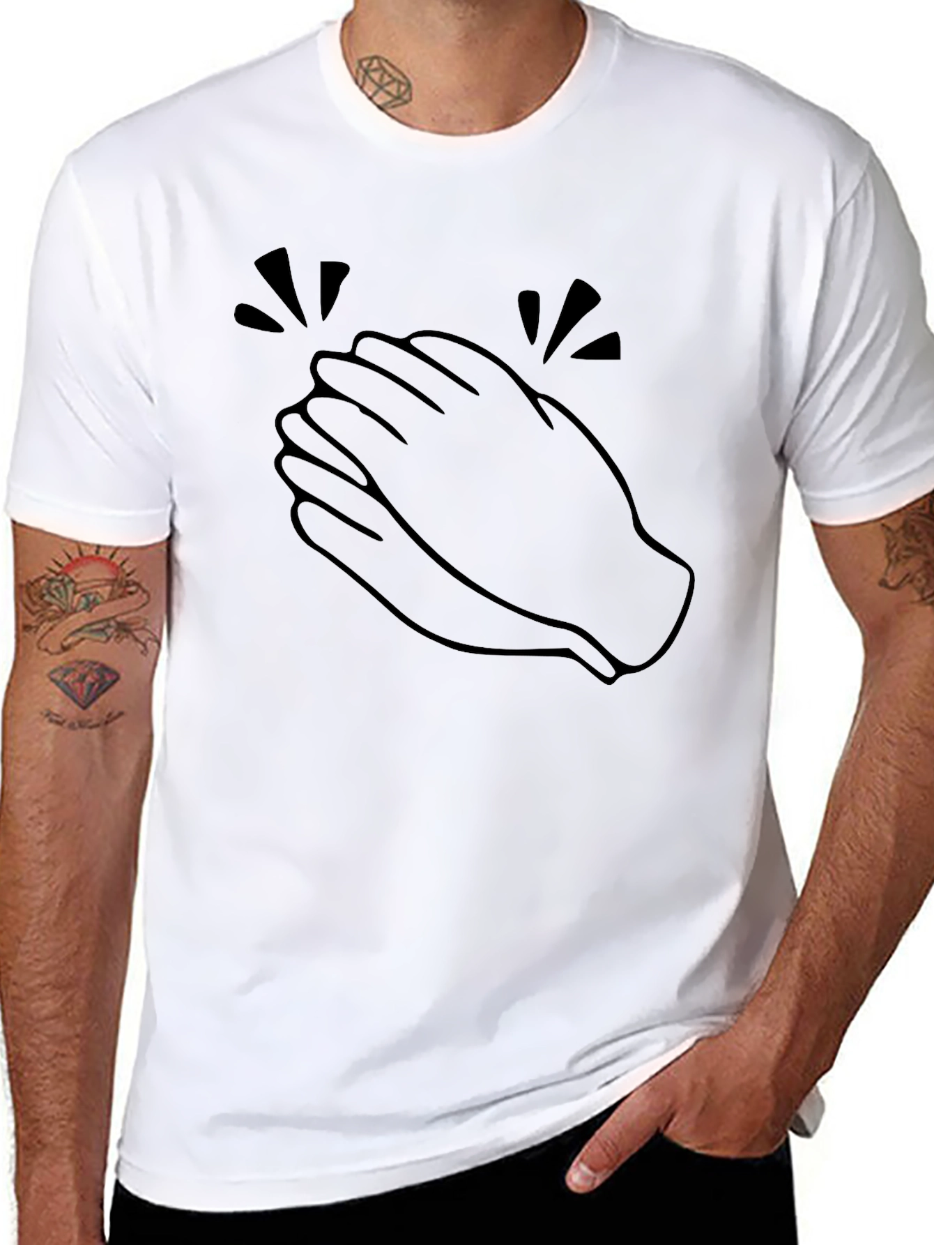 Black Clapping Hands Graphic T-Shirt - Black view 8