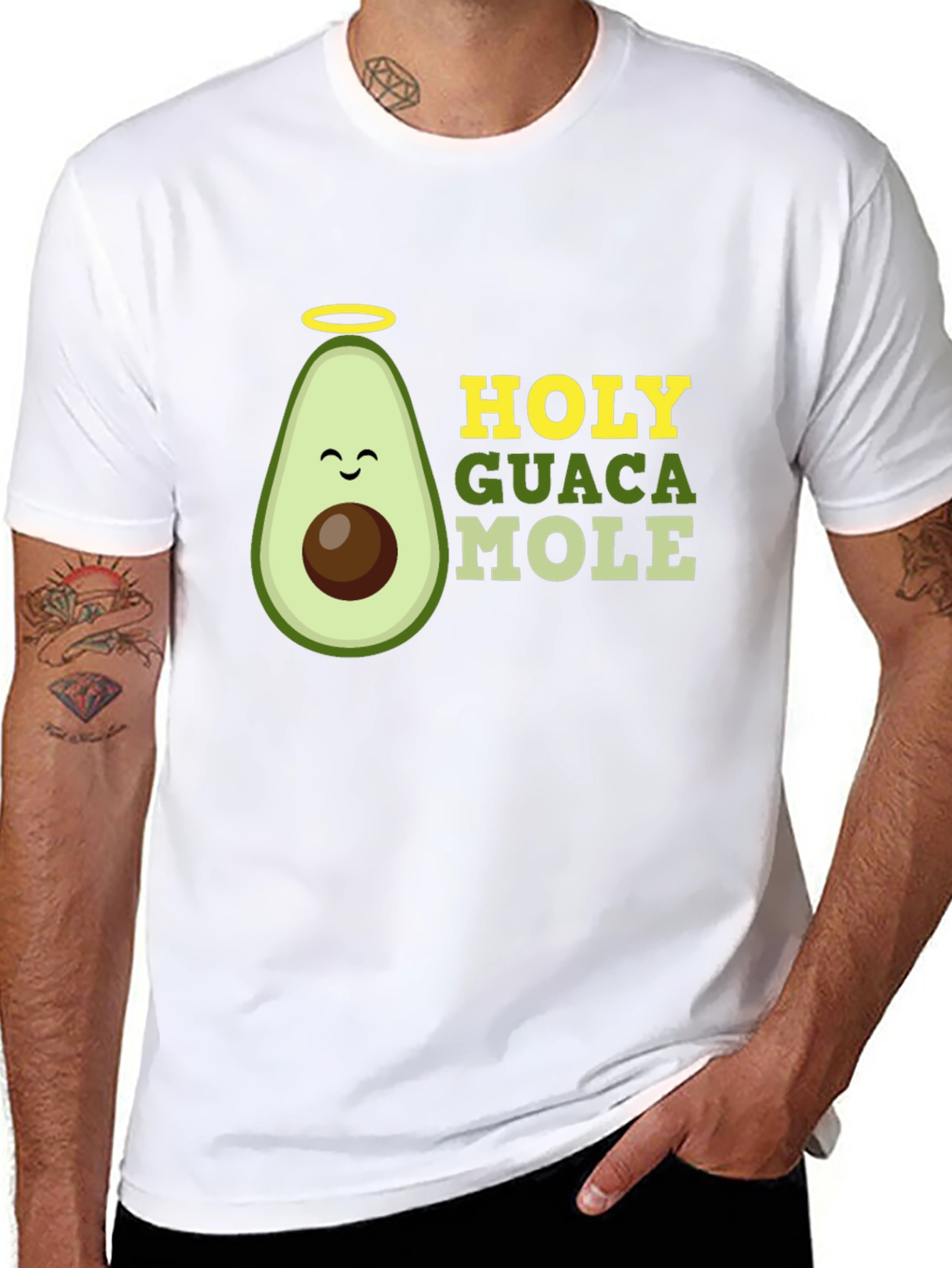 Black Holy Guacamole Graphic T-Shirt - Funny Avocado Tee view 8