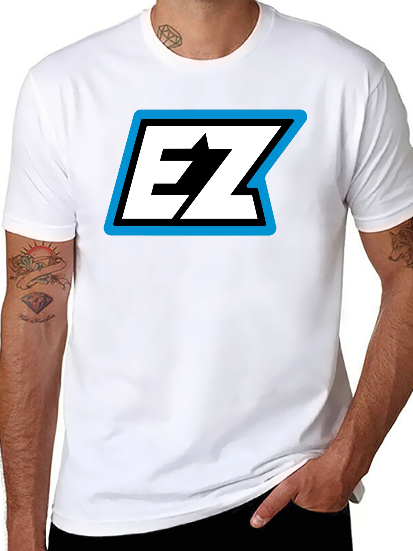 Black EZ Logo Black T-Shirt - Bold Graphic Tee view 8