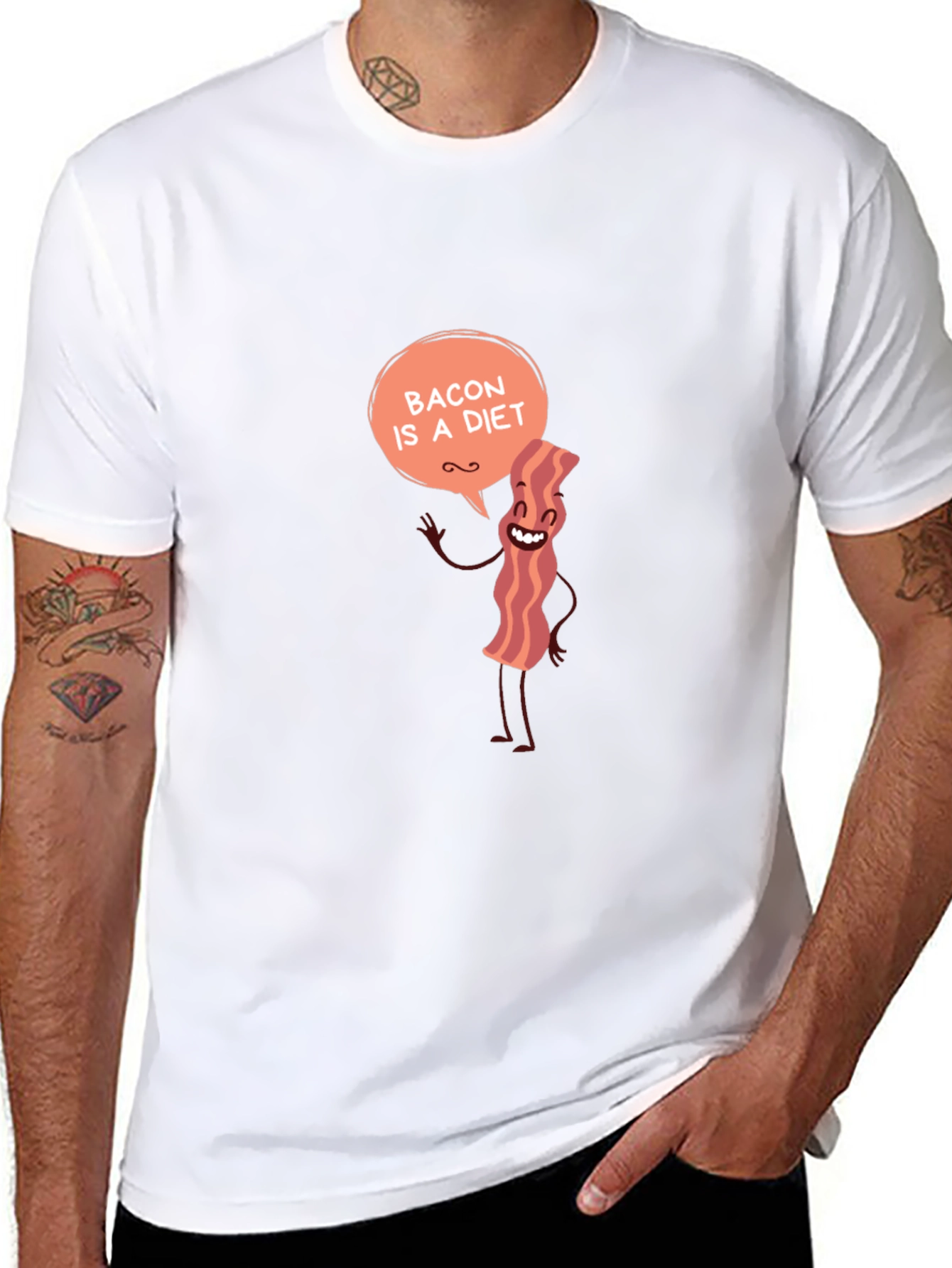 Black Bacon Diet T-Shirt Funny Foodie Tee view 8