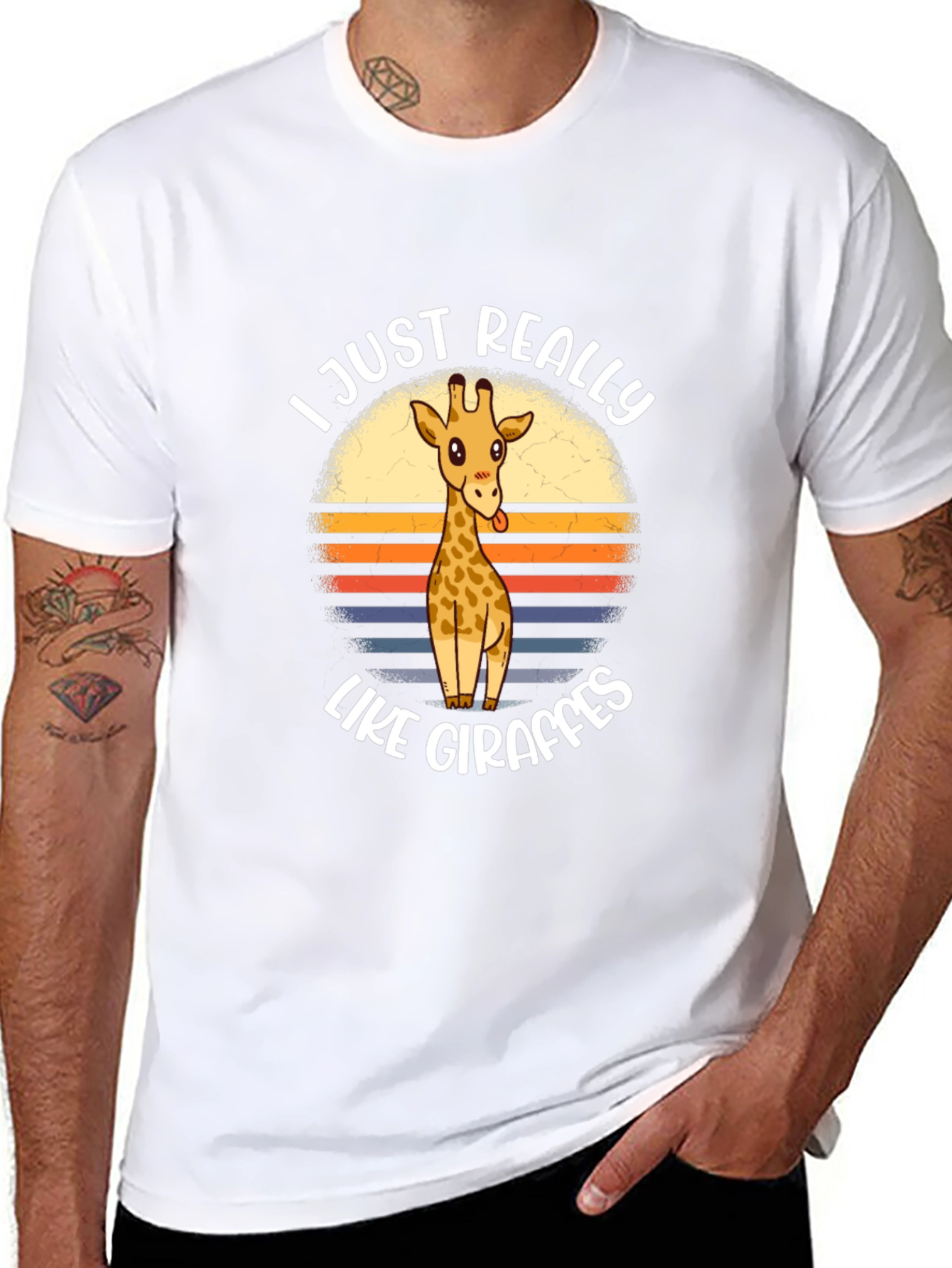 Black Funny Giraffe Lover Graphic Tee view 8