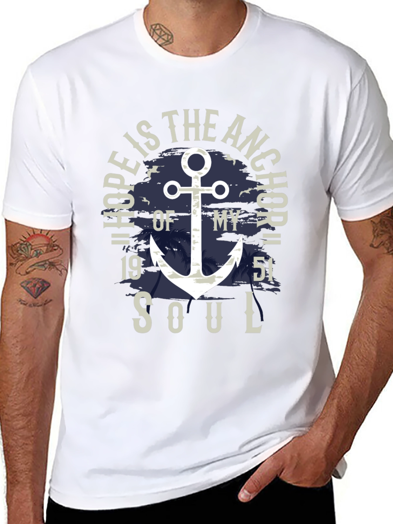 Black Nautical Hope Anchor Soul Graphic Tee view 8