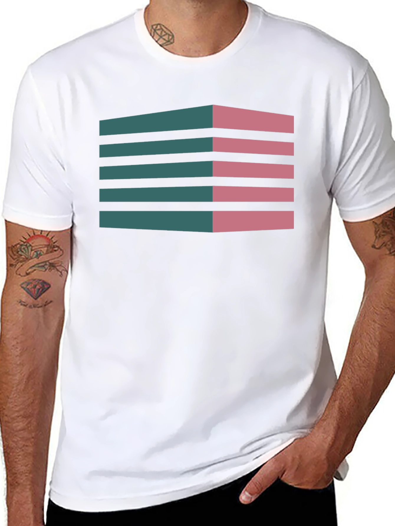Black Geometric 3D Stripes T-Shirt view 8