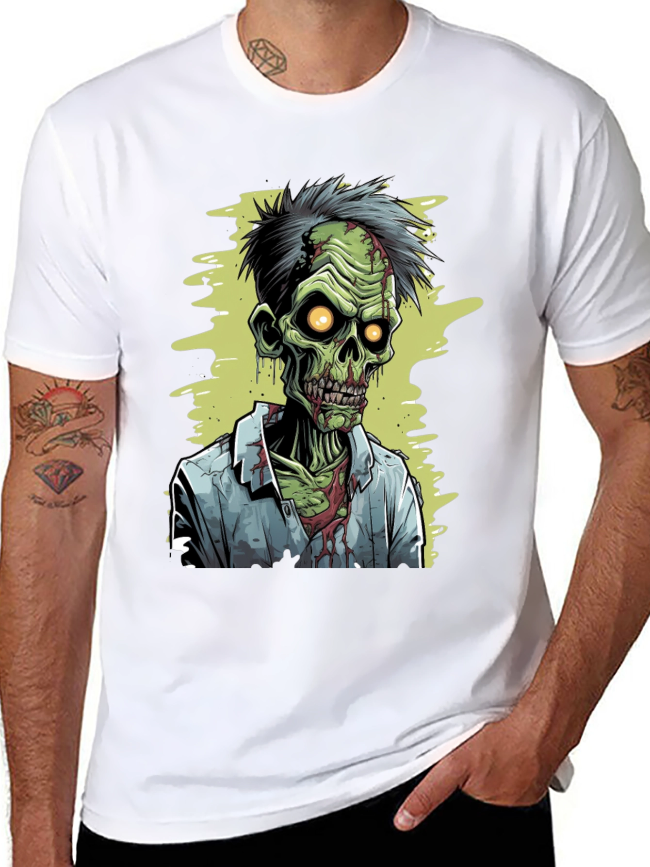 Black Zombie Cartoon Graphic Tee view 8