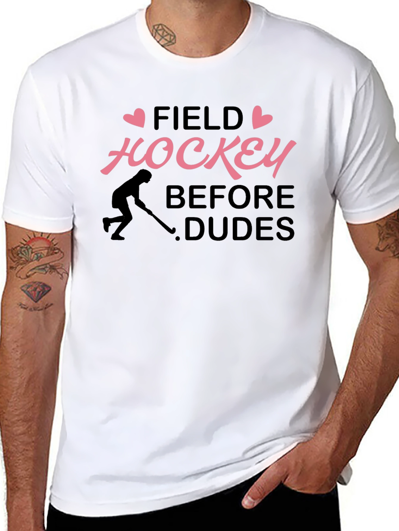 Black Field Hockey Before Dudes Graphic T-Shirt view 8