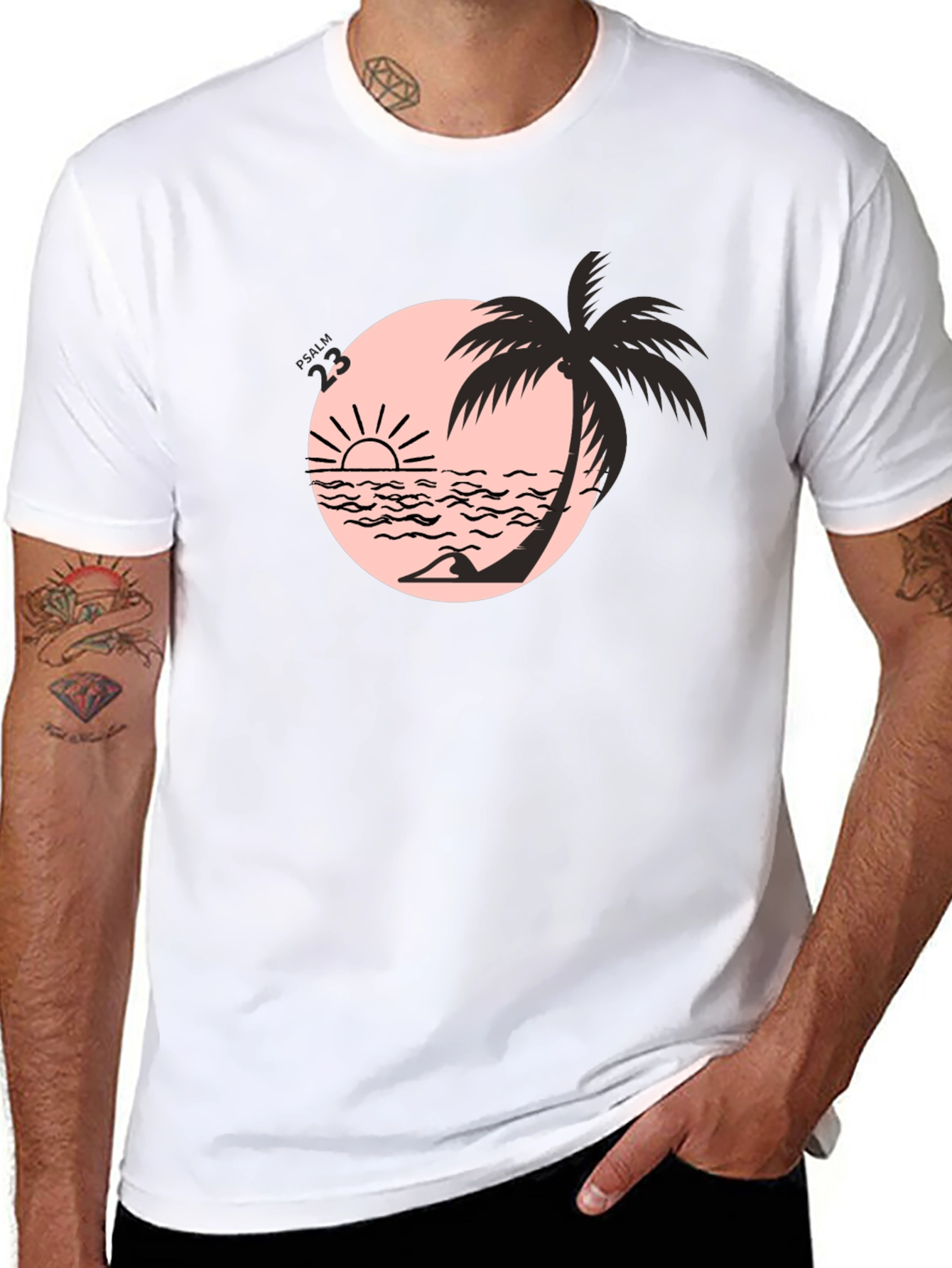 Black Black Beach Palm Graphic Tee view 8