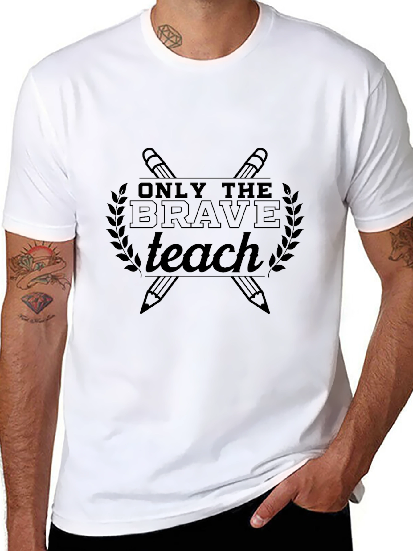 Black Only The Brave Teach Graphic Tee view 8