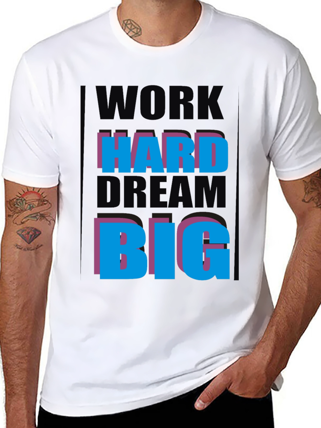 Black Work Hard Dream Big Graphic Tee view 8
