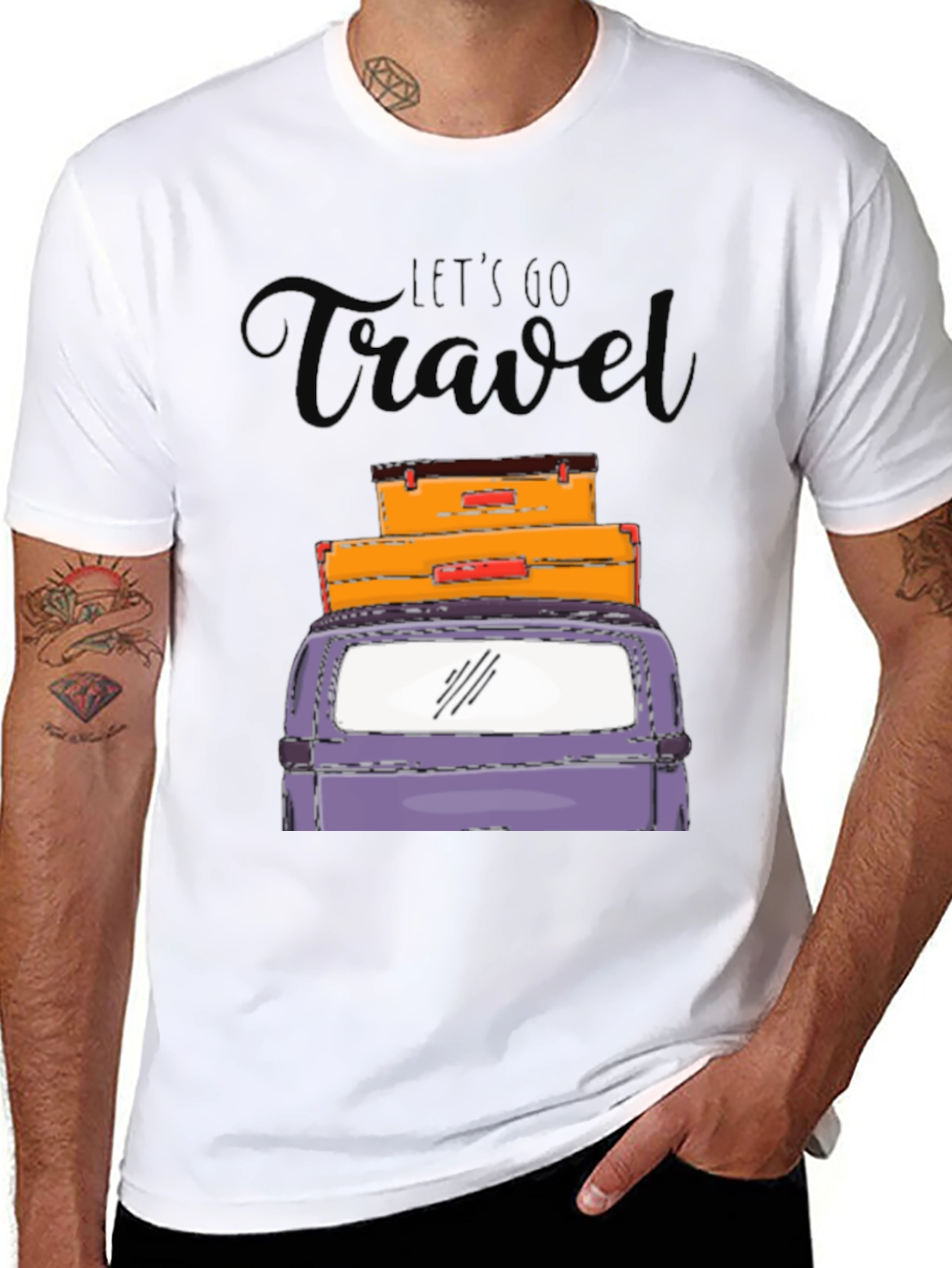 Black Let's Go Travel Graphic T-Shirt view 8