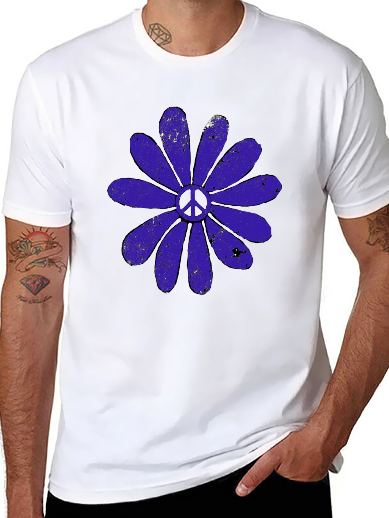 Black Peace Flower Graphic T-Shirt view 8