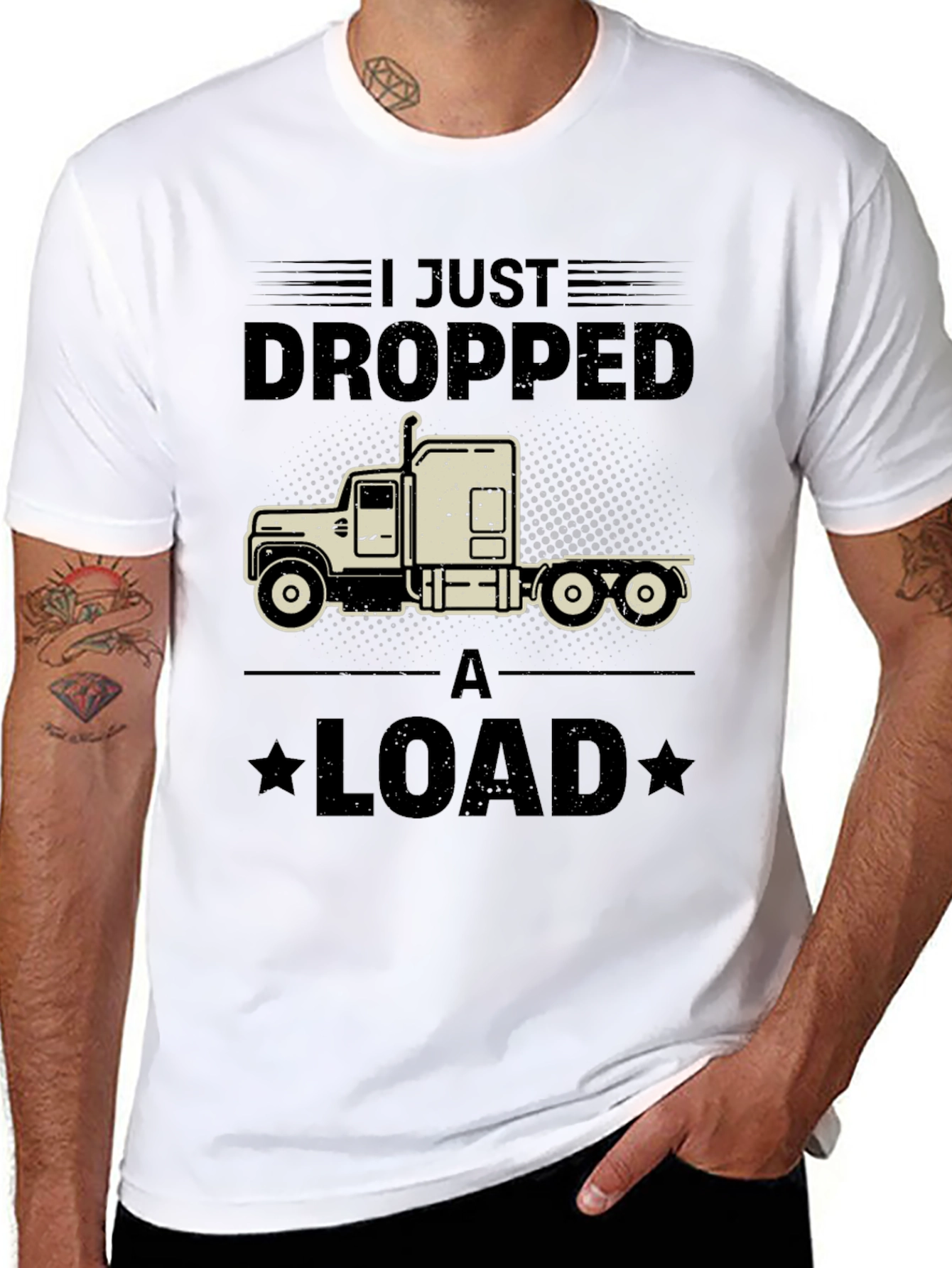 Black I Just Dropped a Load Trucker T-Shirt view 8