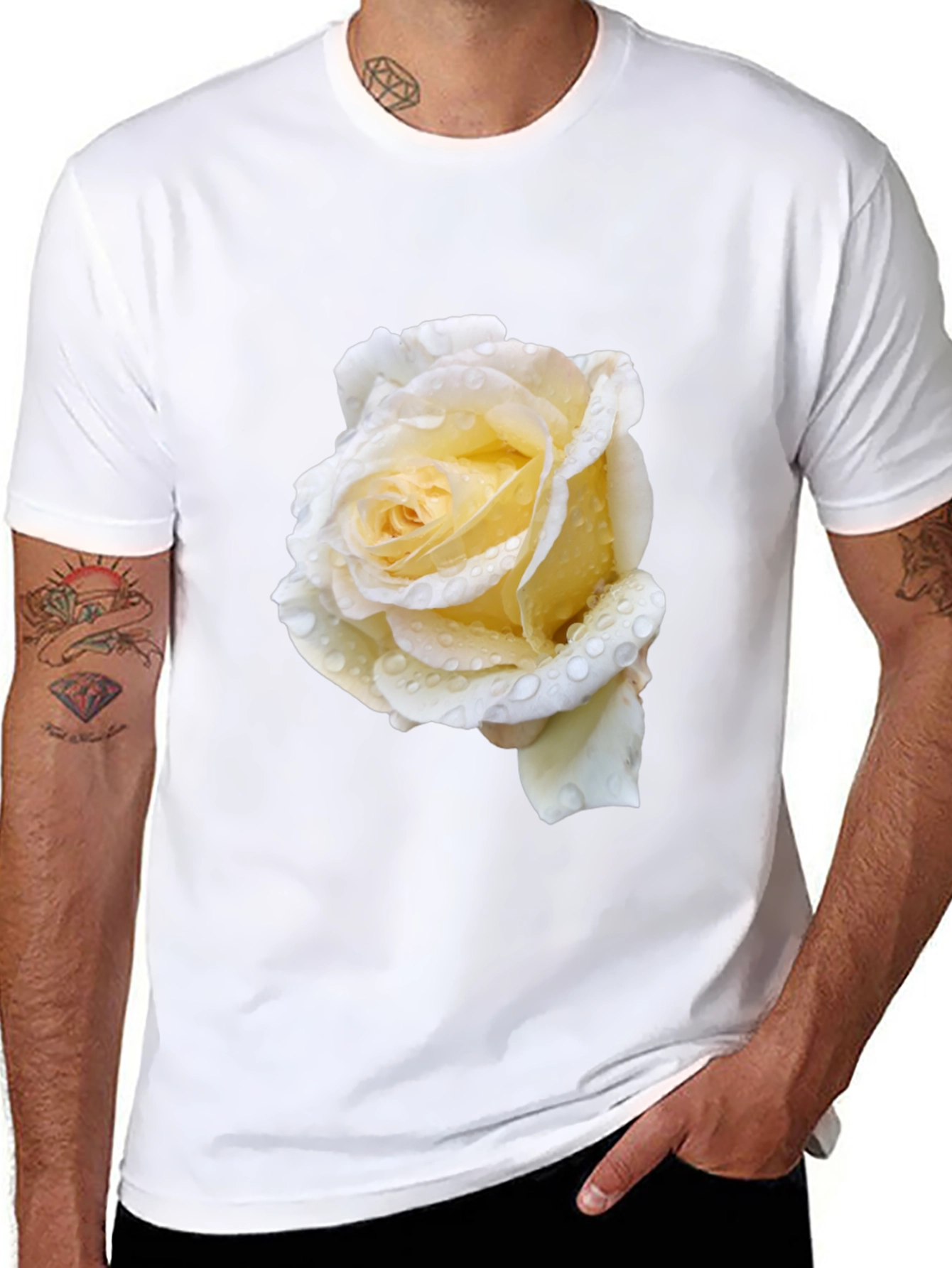 Black Black Tee with White Rose view 8