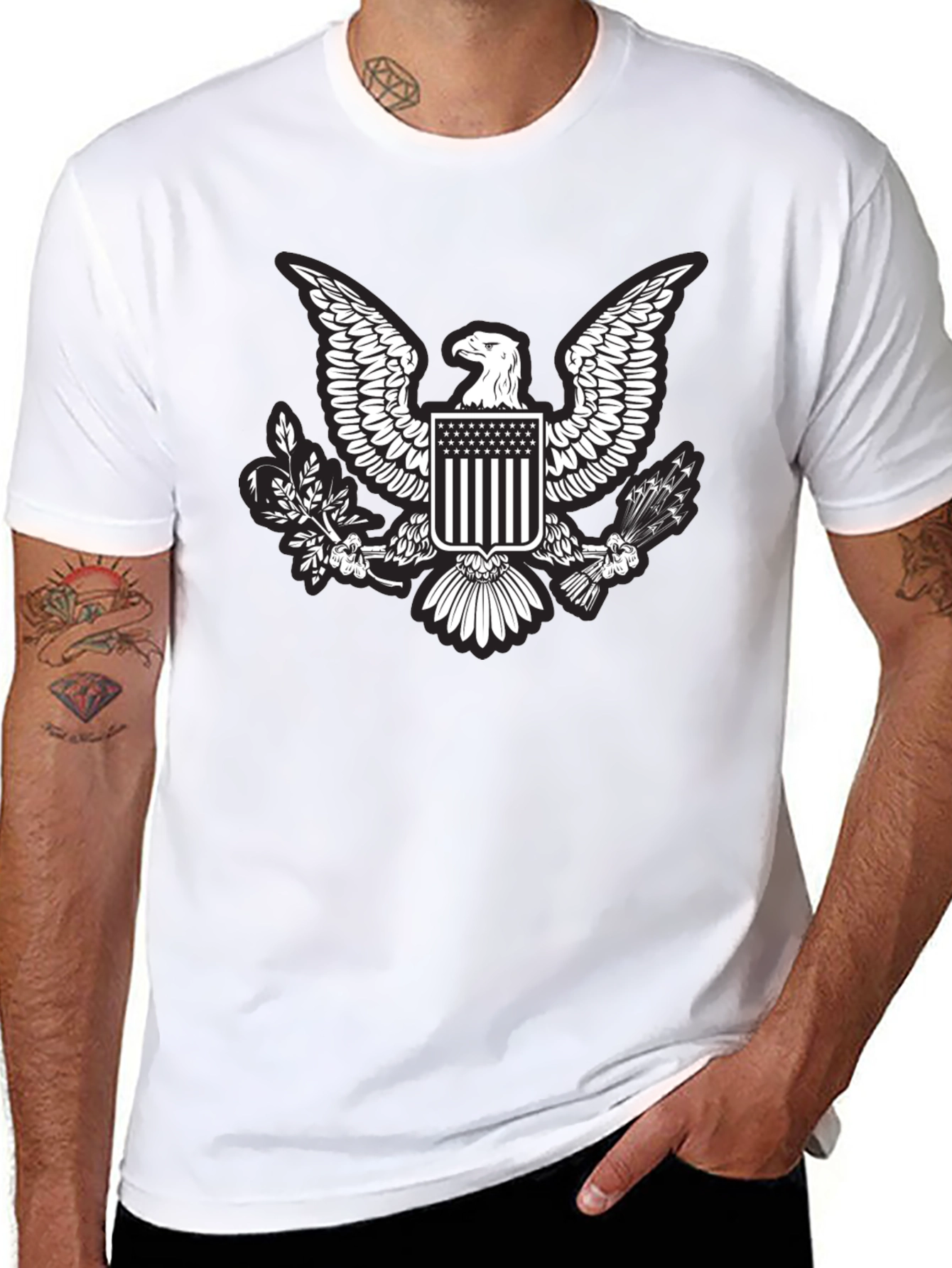 Black Eagle Crest Graphic T-Shirt - Patriotic Design view 8