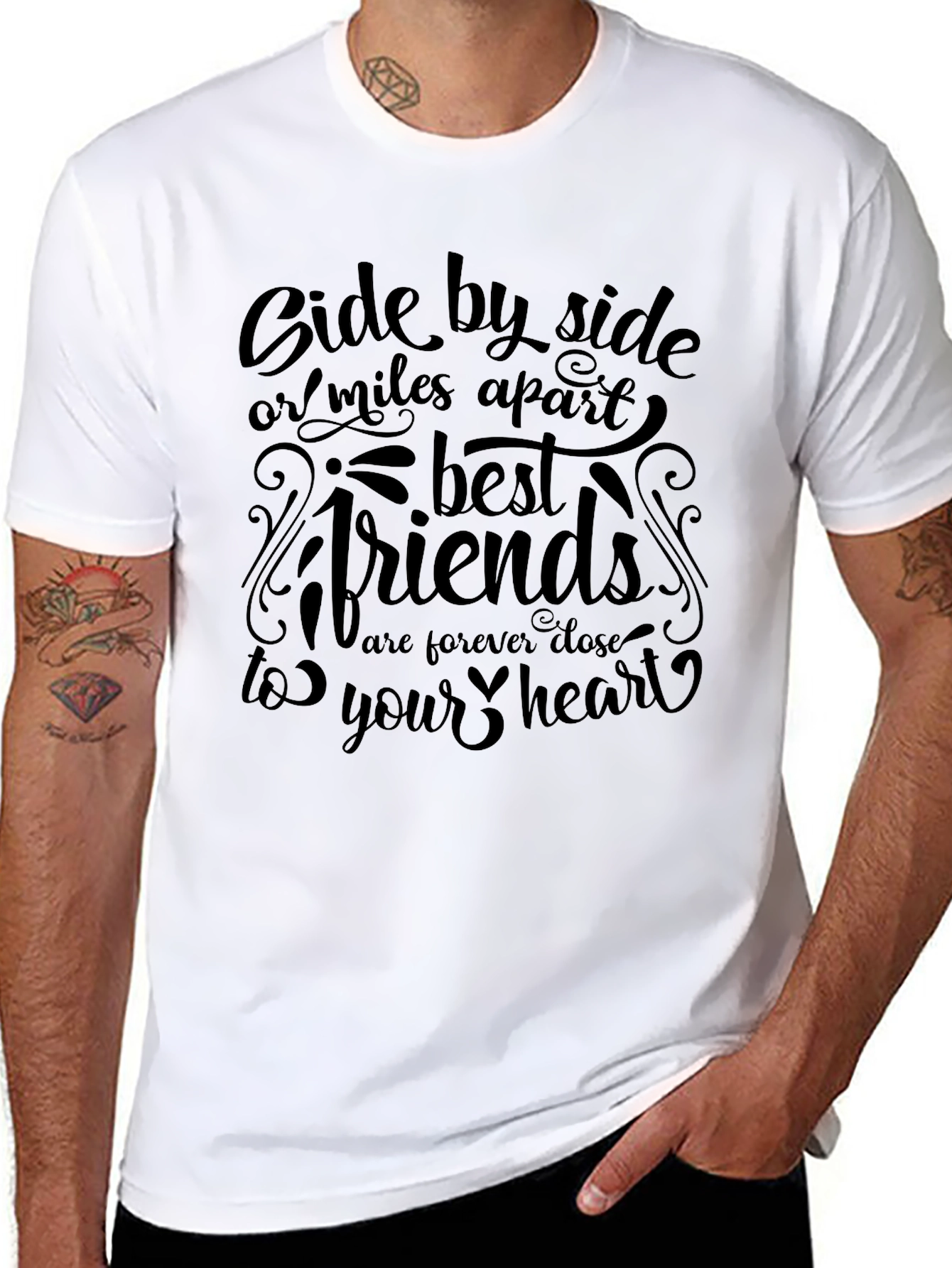 Black Best Friends Graphic Tee - Side by Side or Miles Apart view 8