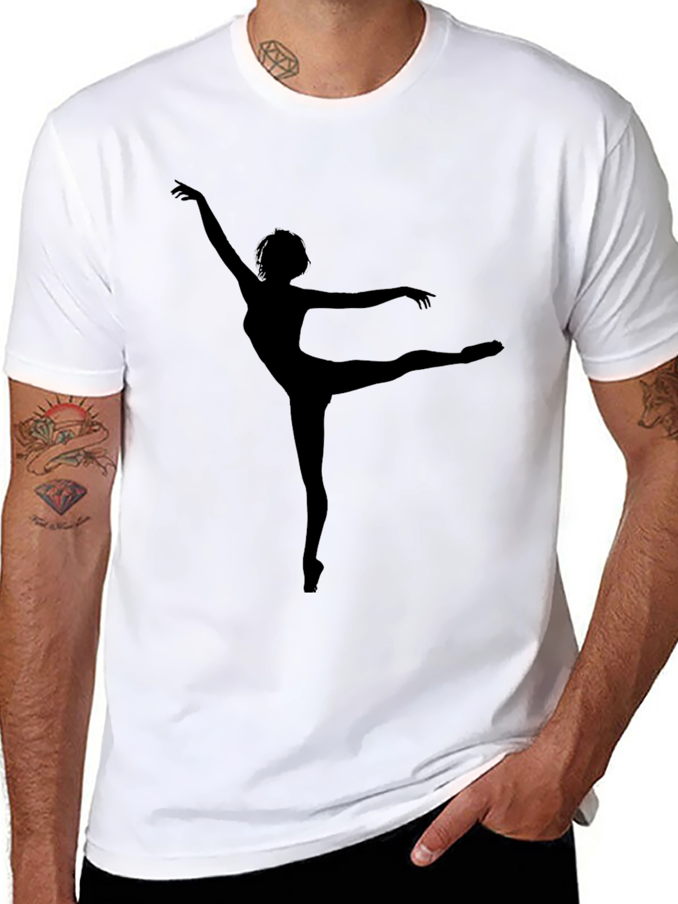 Black Black T-Shirt with Ballerina Silhouette view 8
