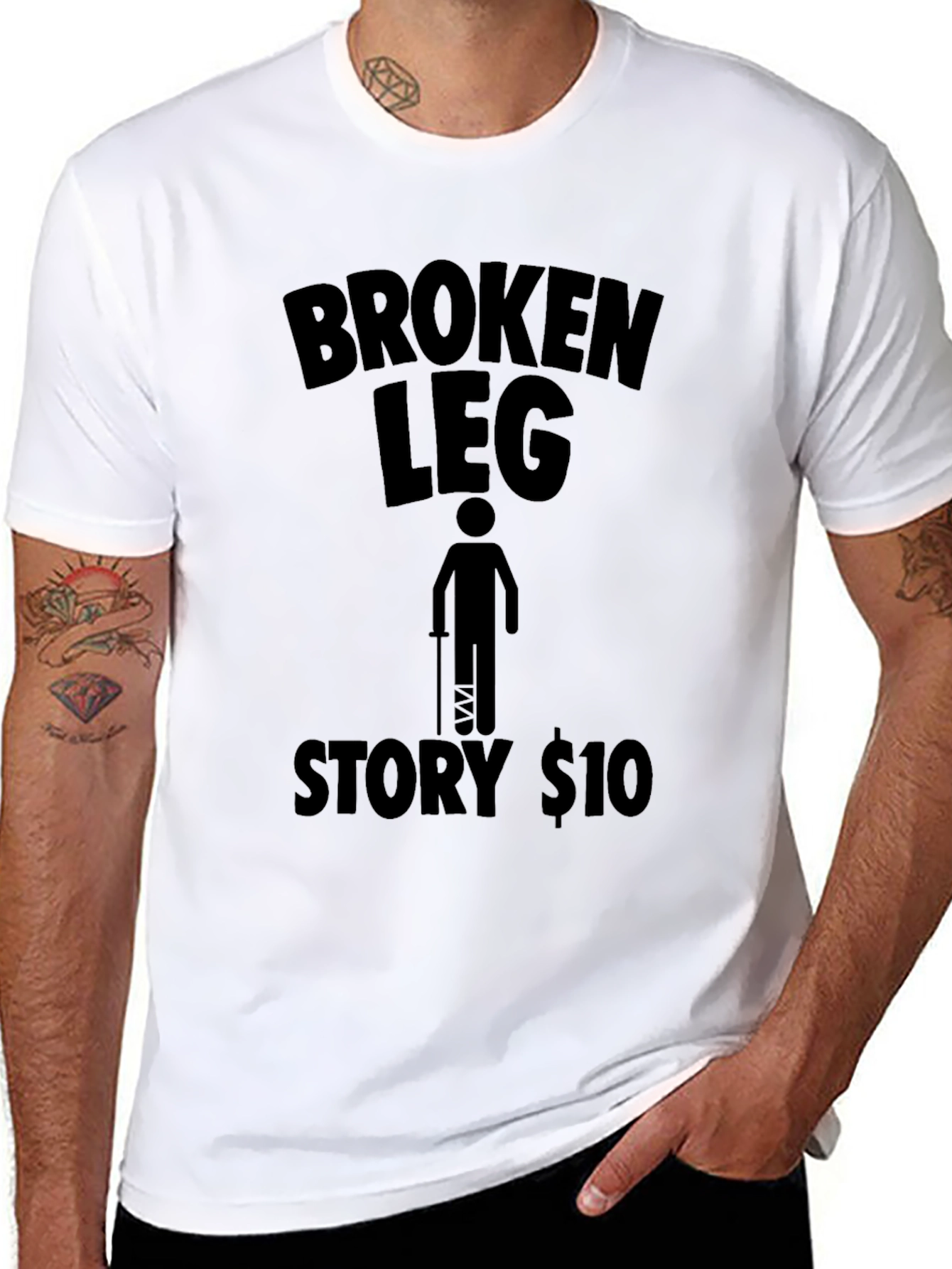 Black Broken Leg Story T-Shirt - Humor Tee view 8