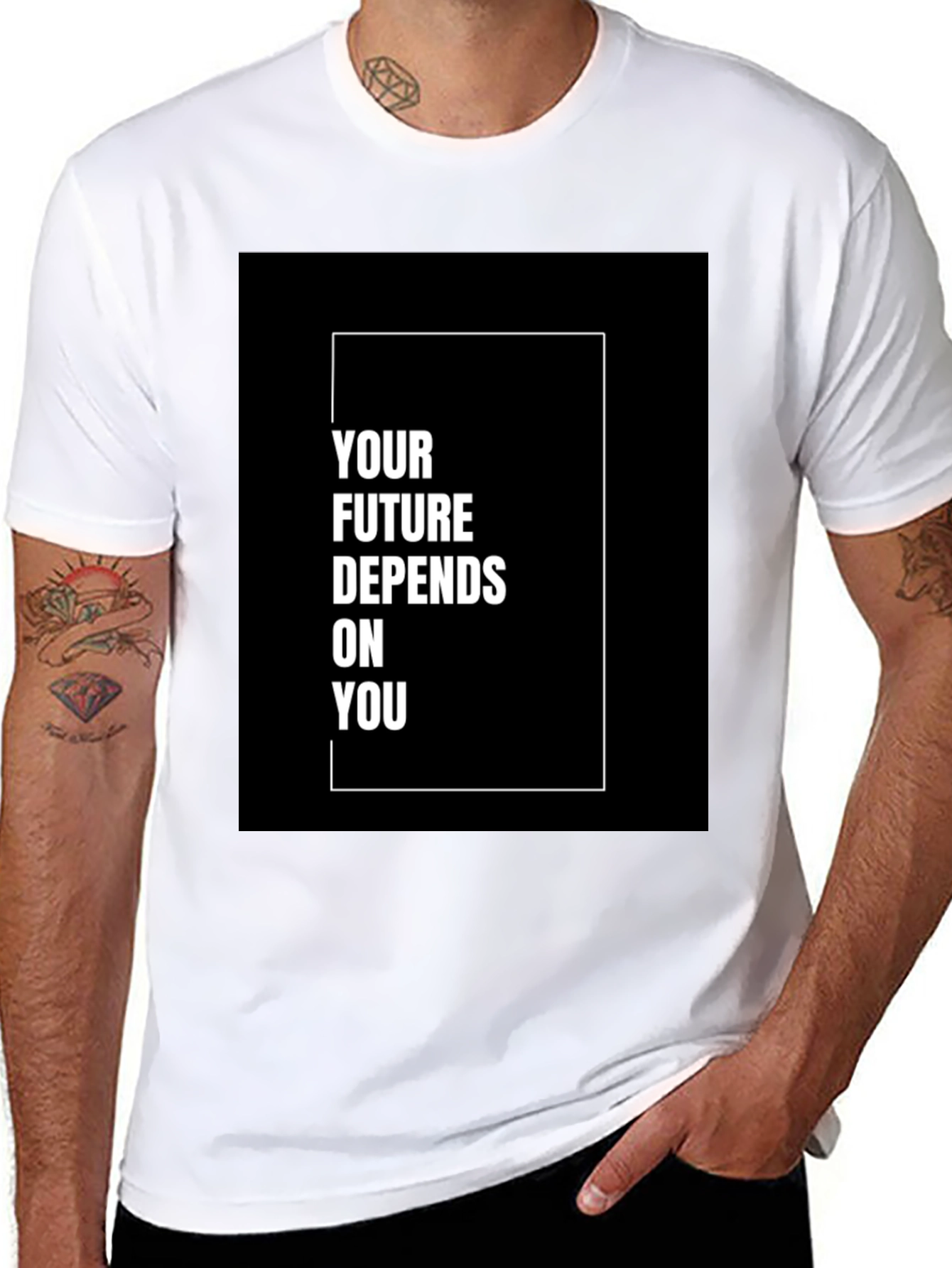 Black Motivational T-Shirt - Your Future Depends On You view 8