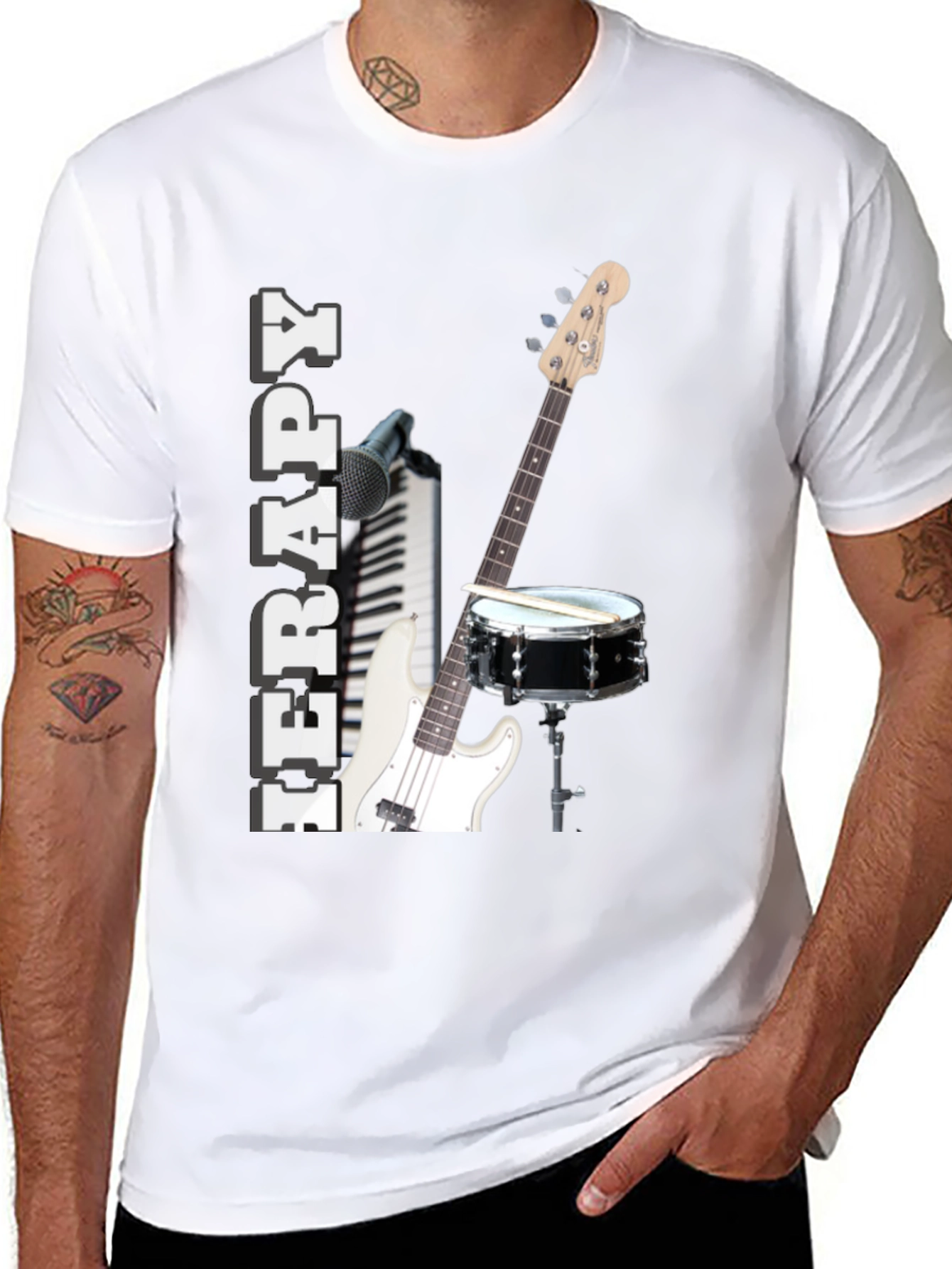 Music Therapy T-Shirt - Instruments & Inspirational Design - 8