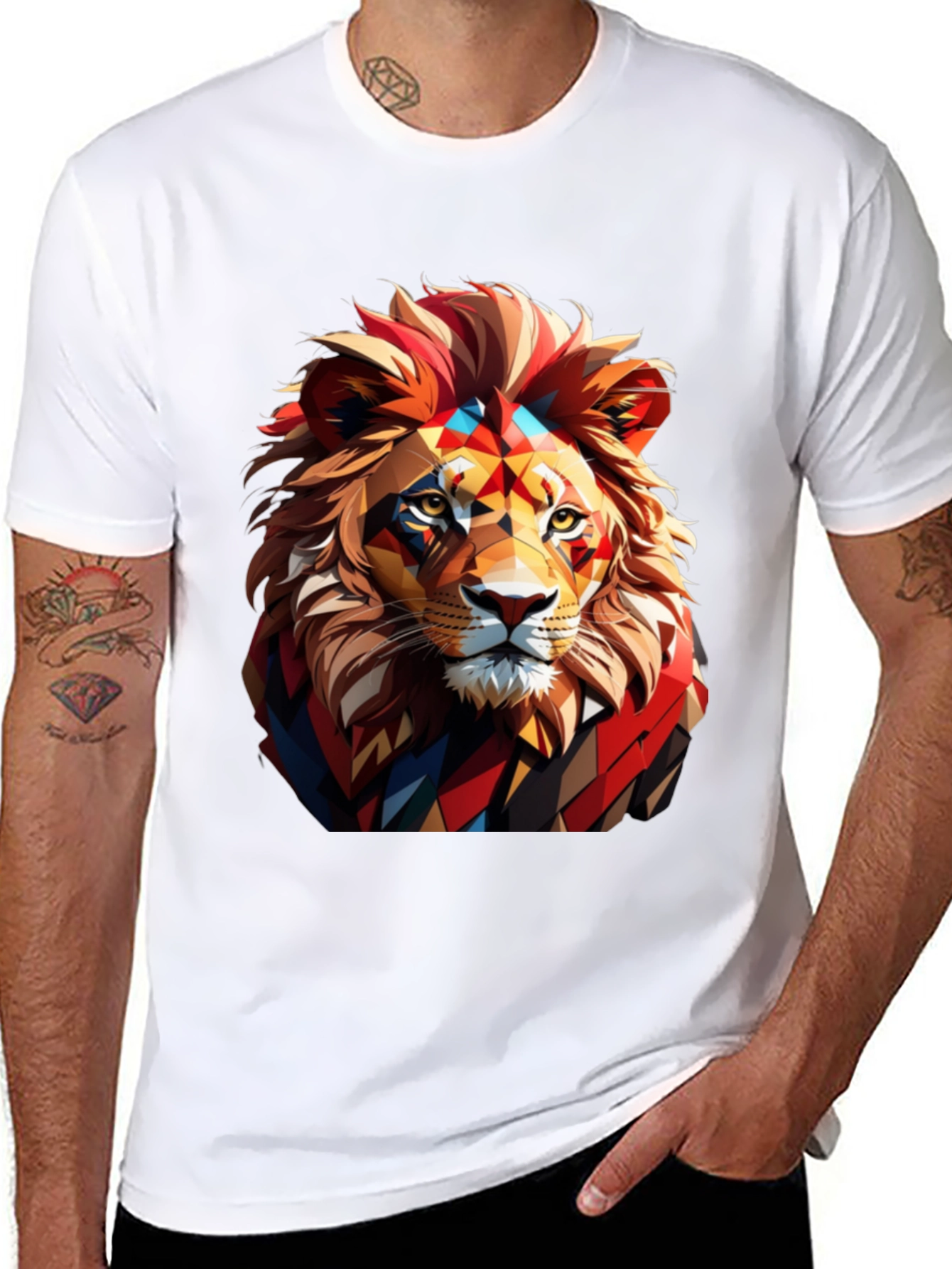 Black Lion Graphic Print Black T-Shirt view 8