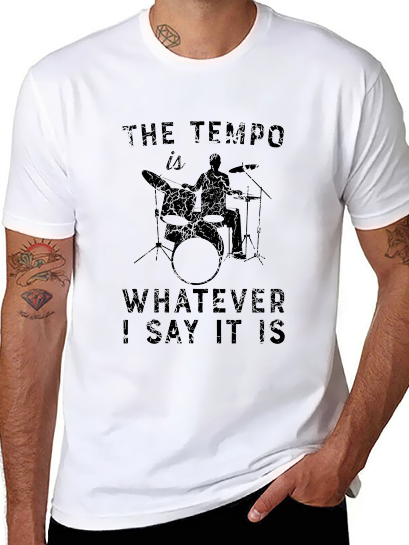 Black The Tempo is Whatever I Say It Is Drummer T-Shirt view 8
