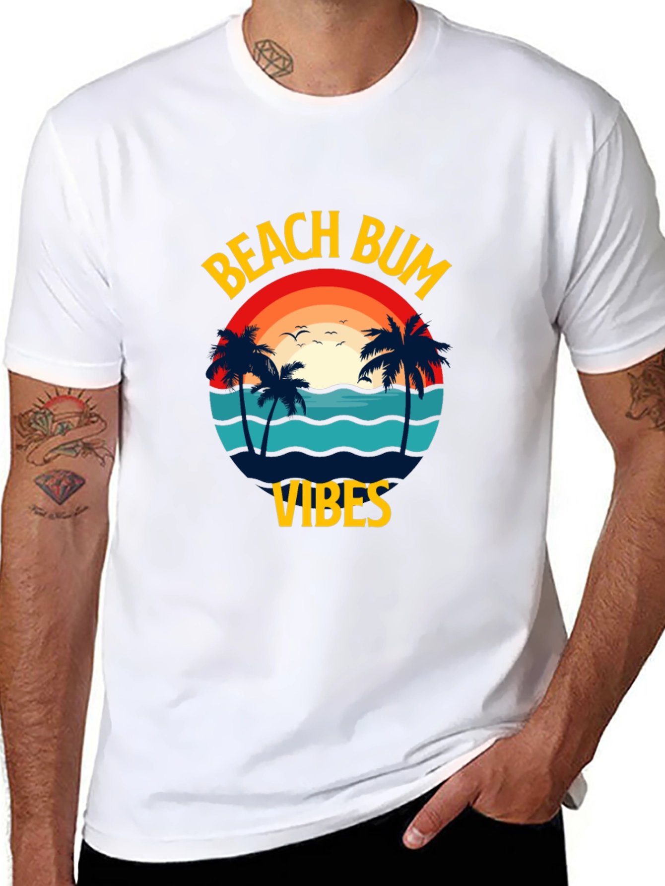 Black Beach Bum Vibes Graphic T-Shirt view 8