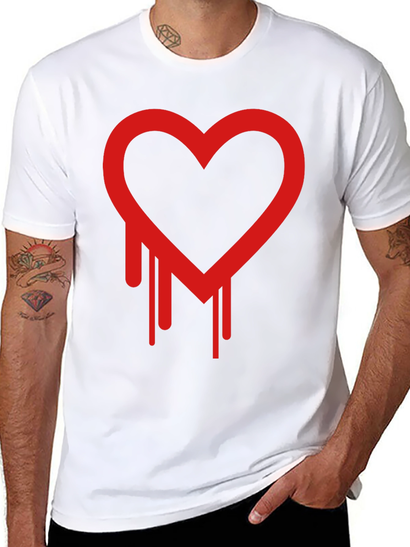 Black Dripping Heart Graphic Black T-Shirt view 8